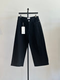 Frame Barrel Leg Jeans, Black Denim, Size 30