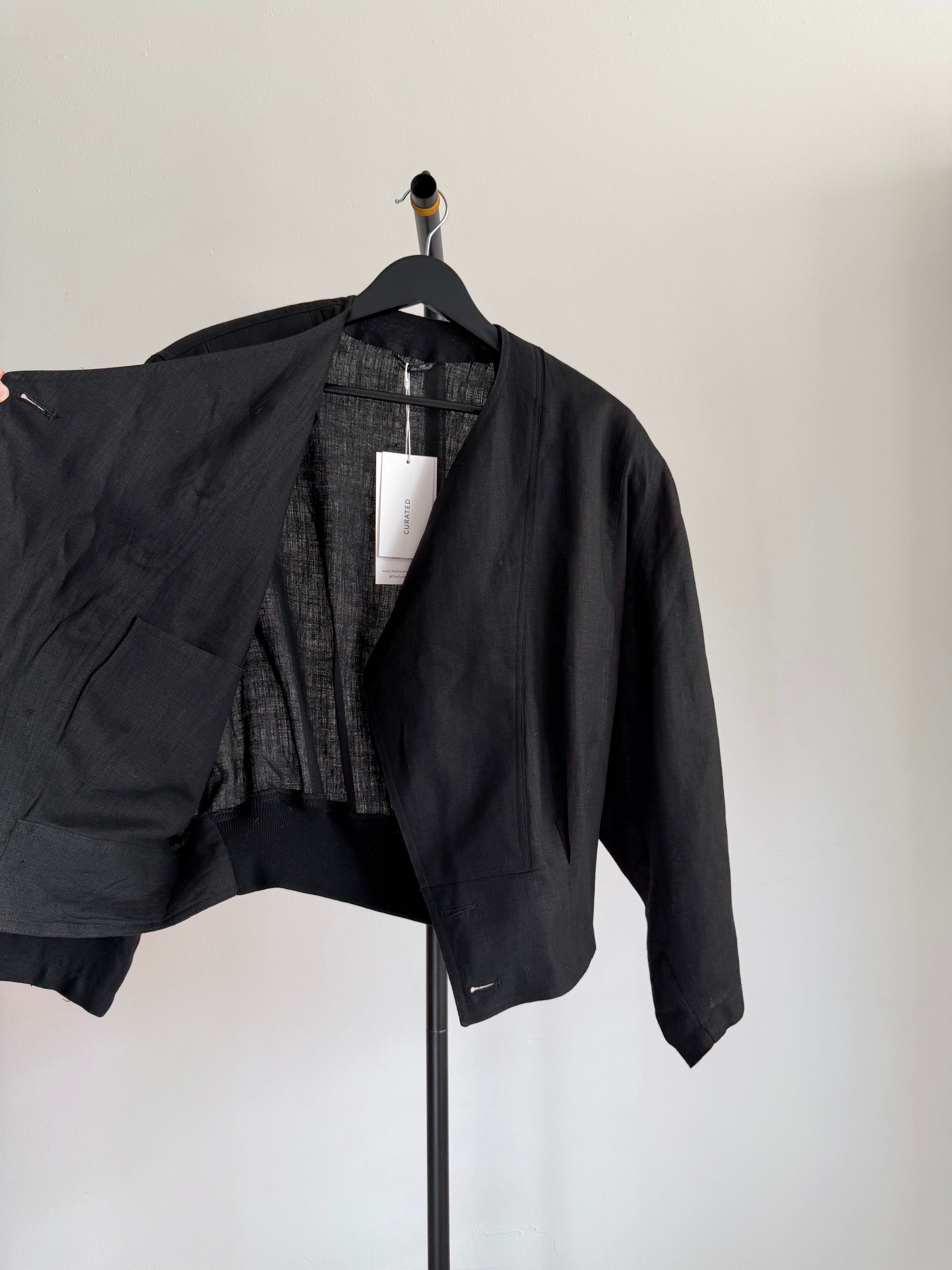 Vintage Vintage Linen Black Cropped Jacket by Bill Kaiserman