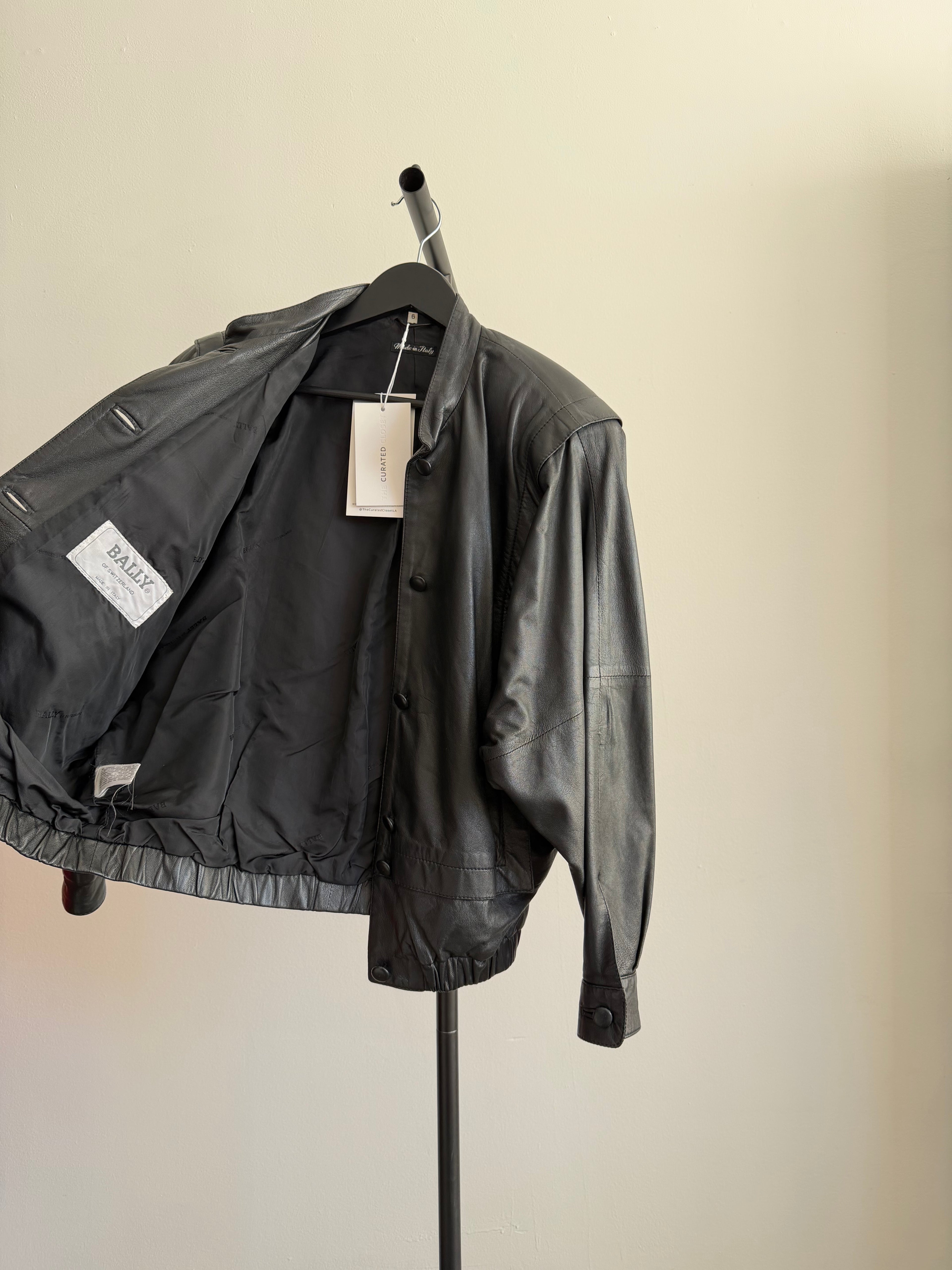 Vintage Black Bally Leather Bomber