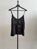 Escada Black Silk Camisole with Embroidery Detail