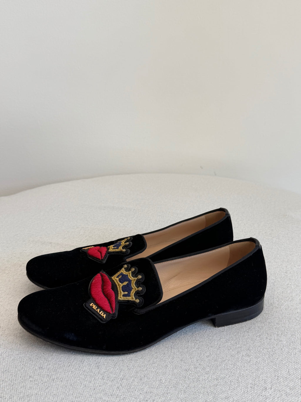 Prada Black Velvet Loafers