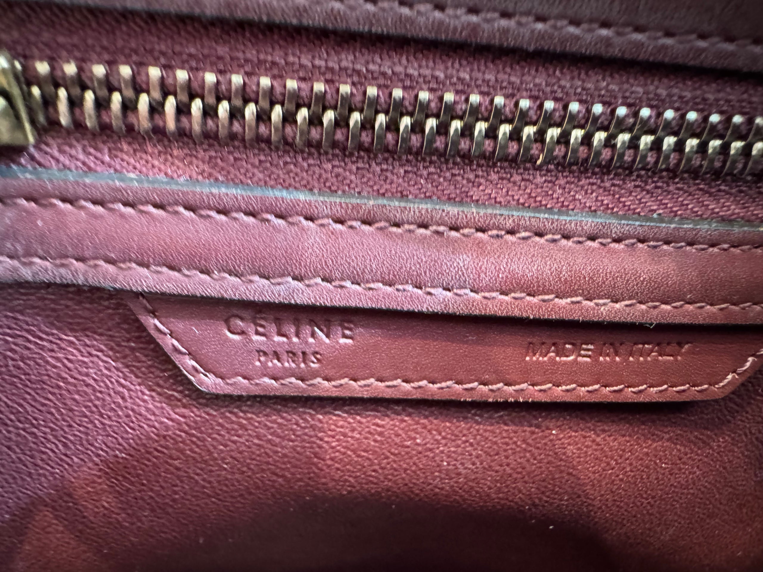 Celine Leather Micro Luggage Bag Burgundy