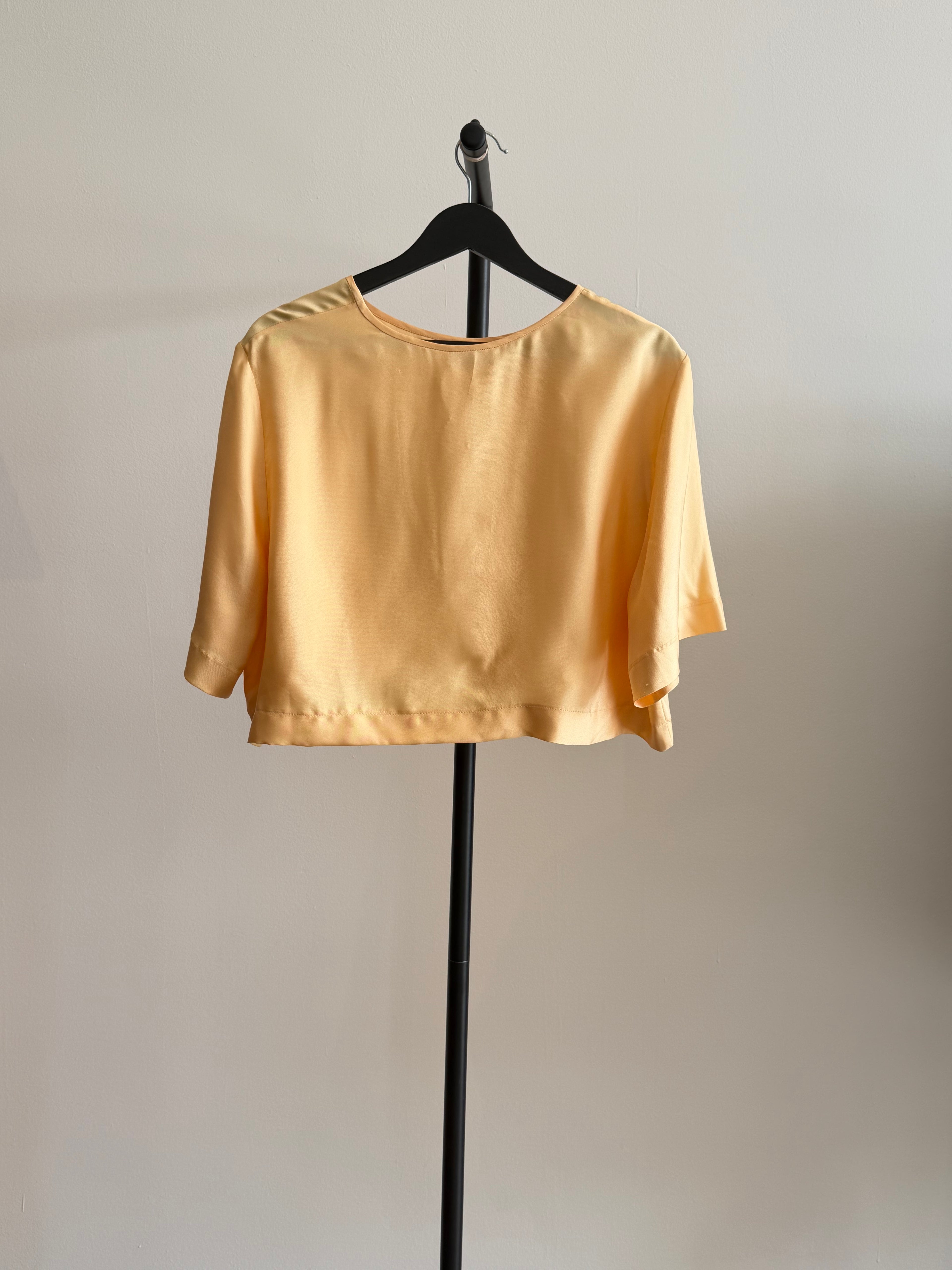 LaPointe Yellow Silk Crop Top