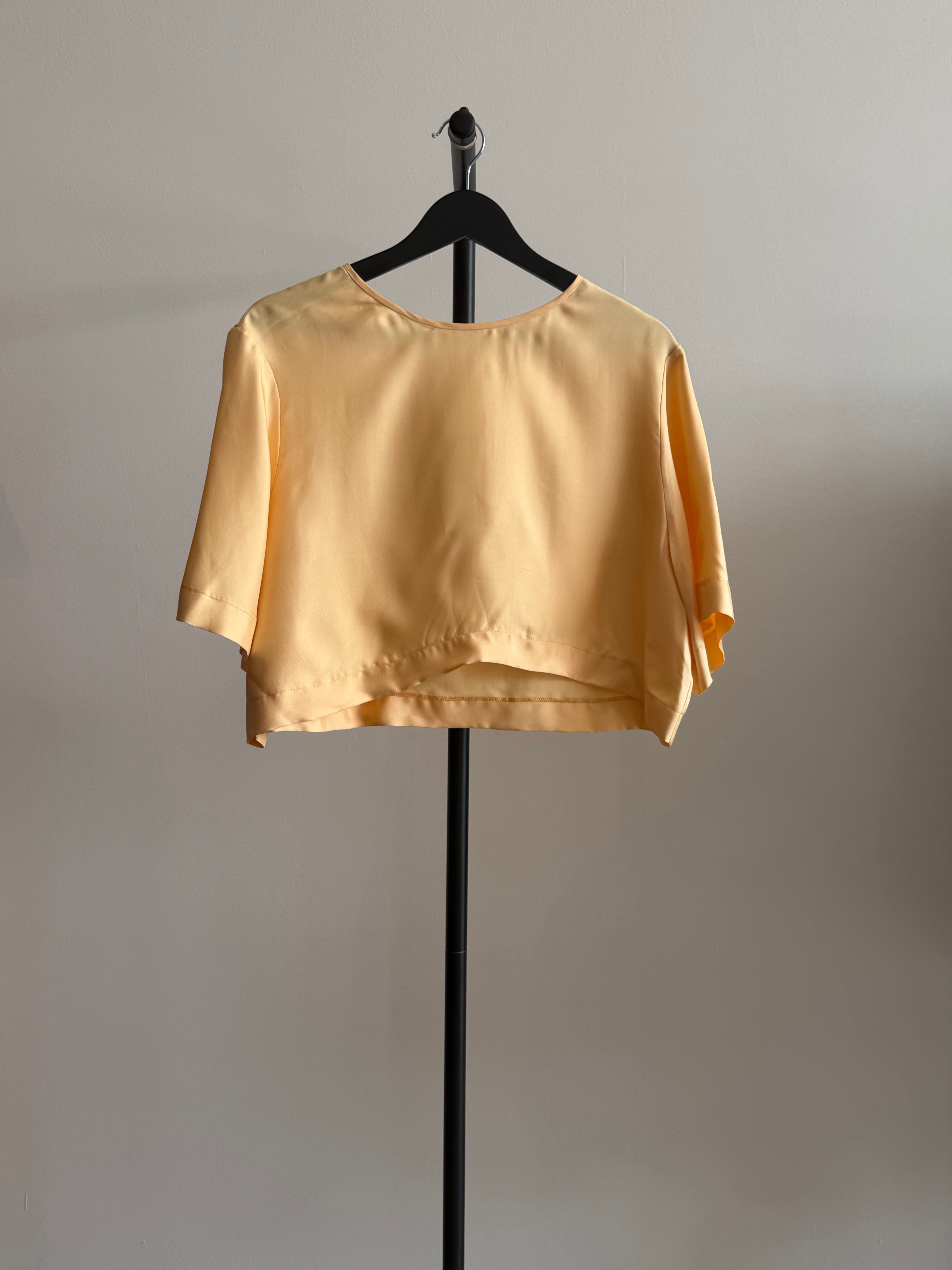 LaPointe Yellow Silk Crop Top