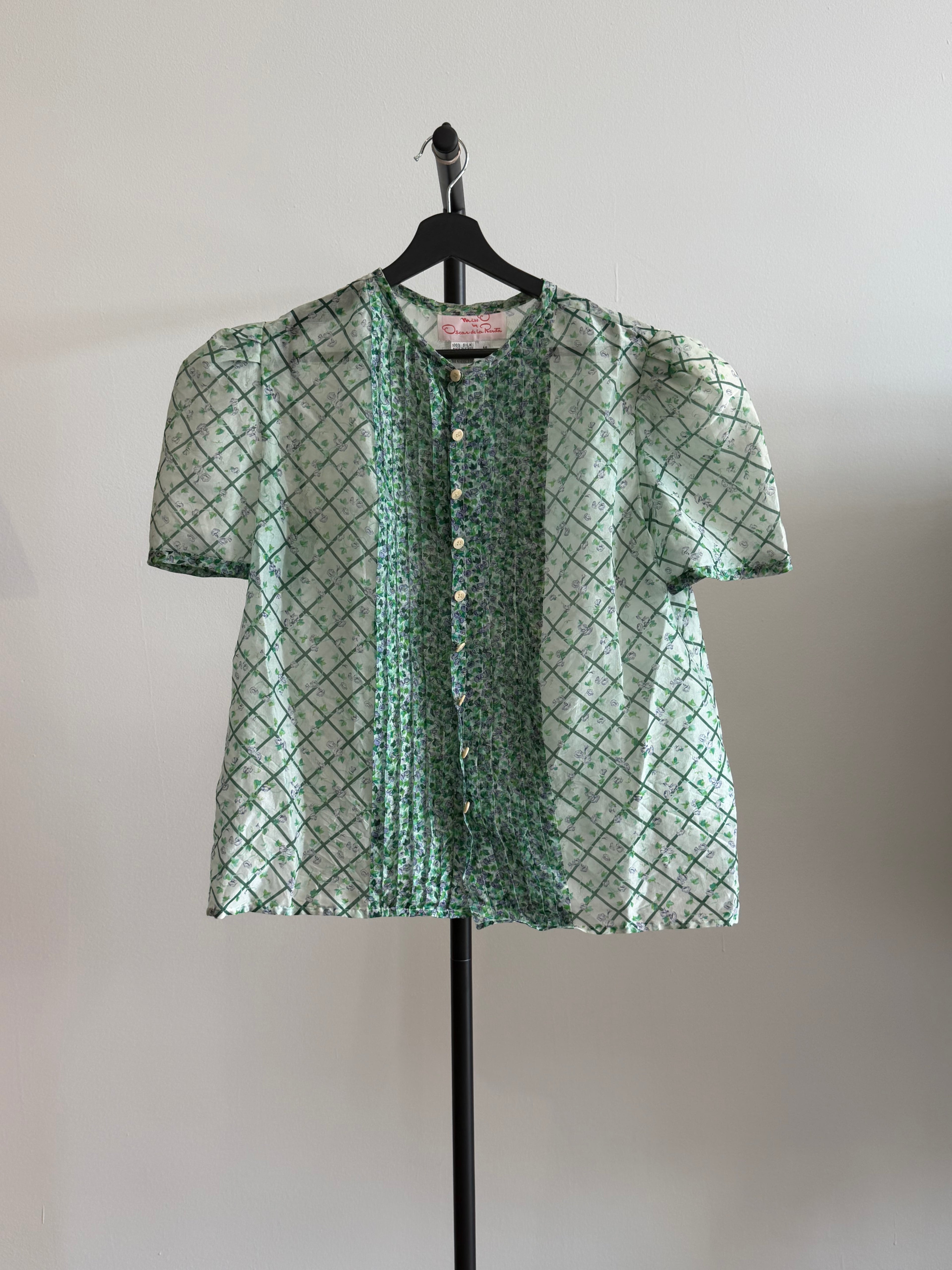 Vintage Silk Floral Oscar De la Renta Blouse
