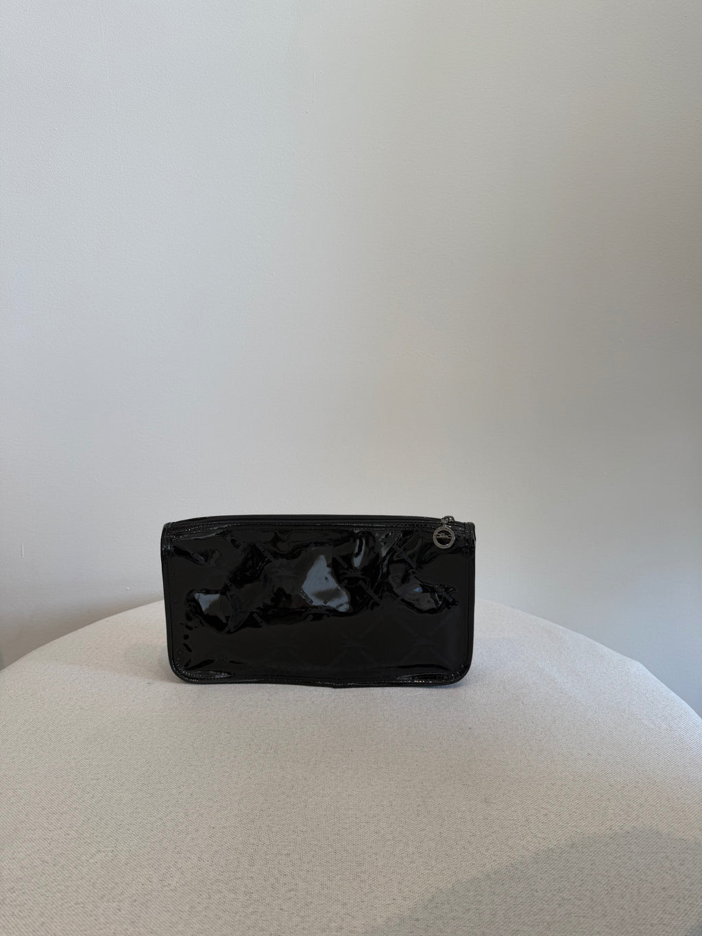 Longchamp Black Patent Leather Clutch