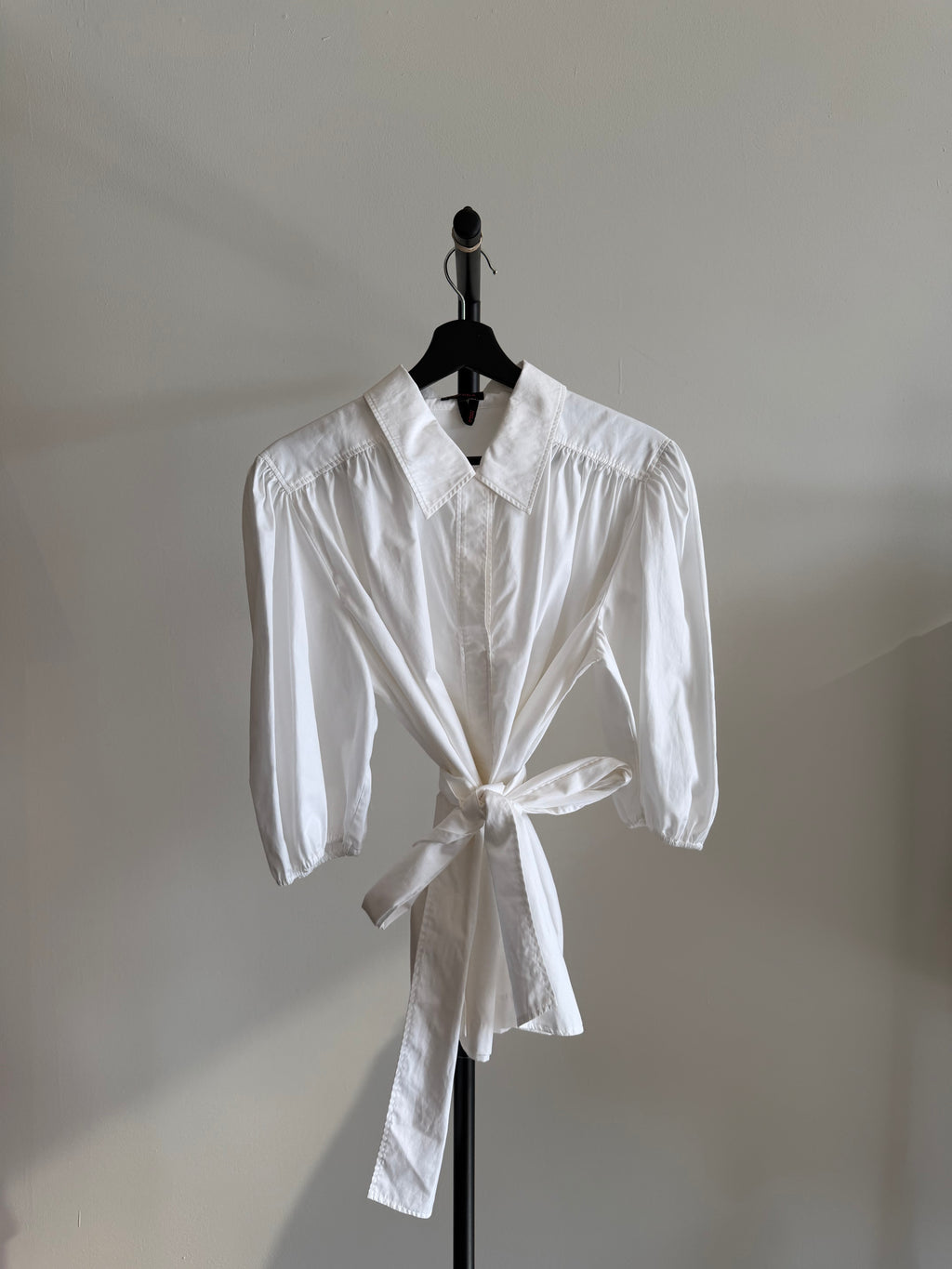 Escada Cotton Blouse with Neck Tie Detail