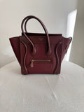 Celine Leather Micro Luggage Bag Burgundy