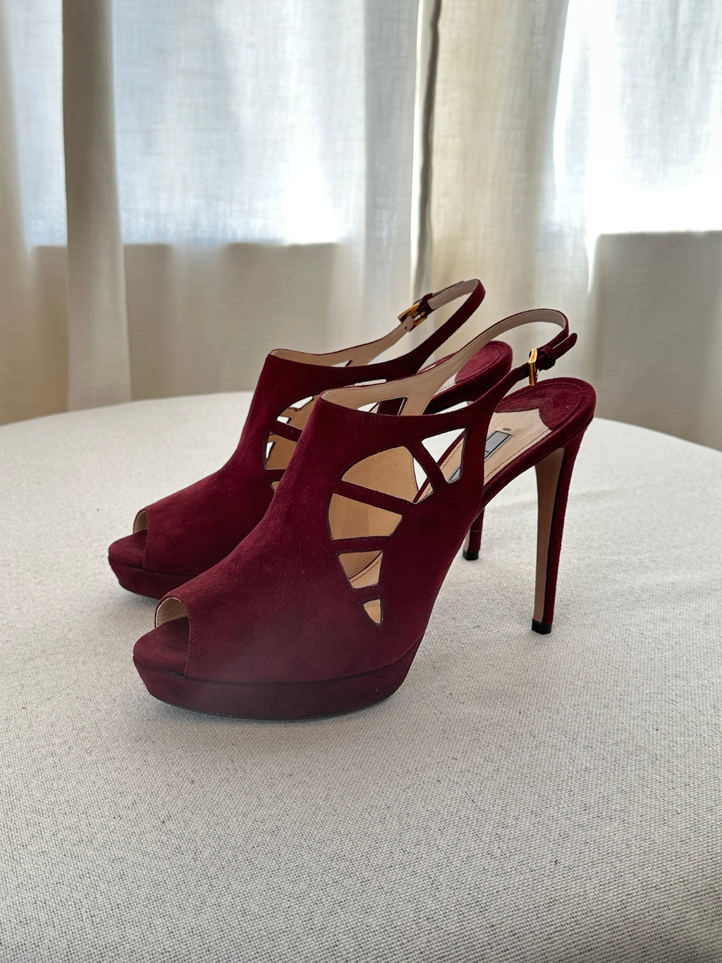 Prada Burgandy Sandal Heels