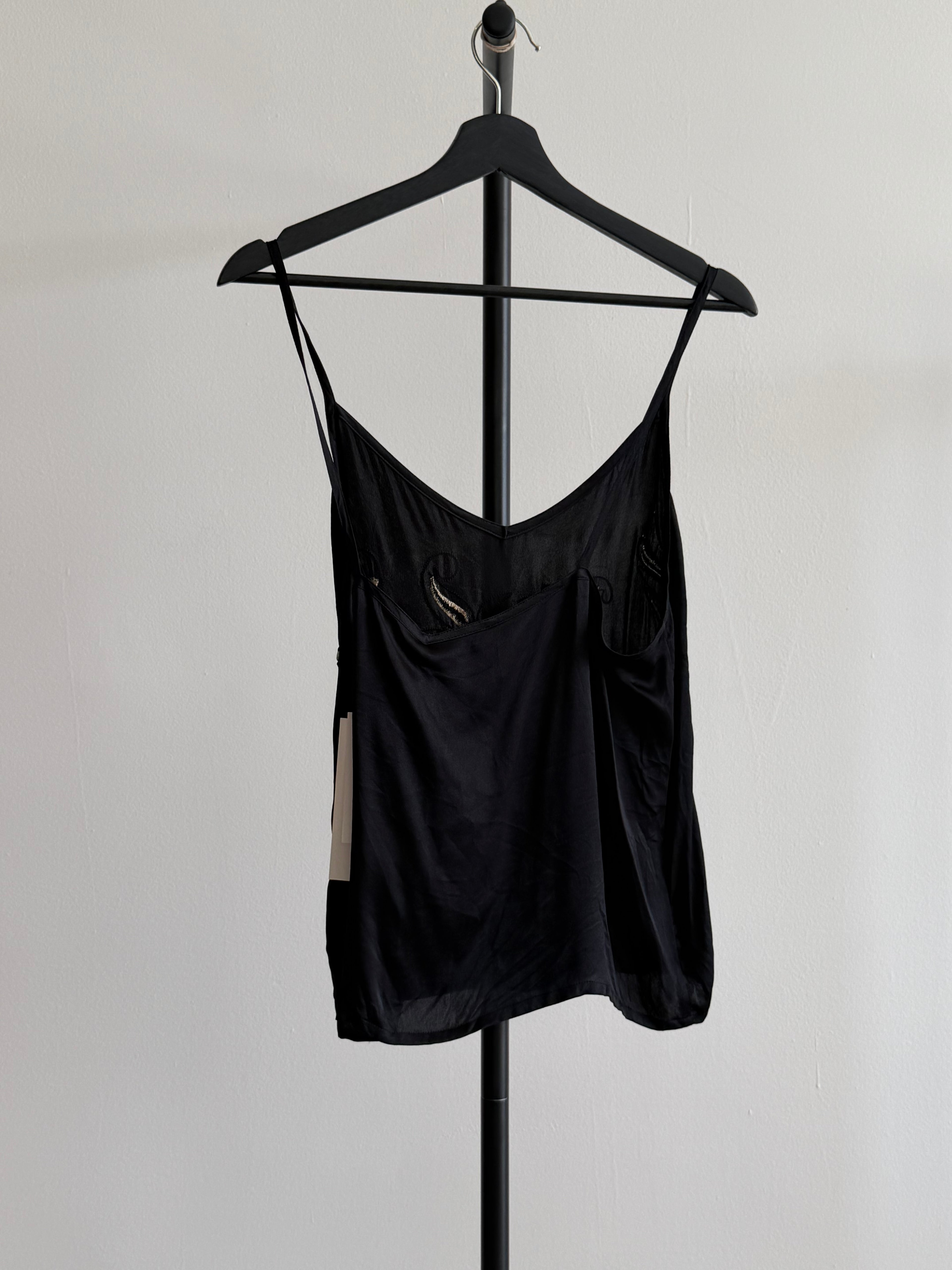 Escada Black Silk Camisole with Embroidery Detail