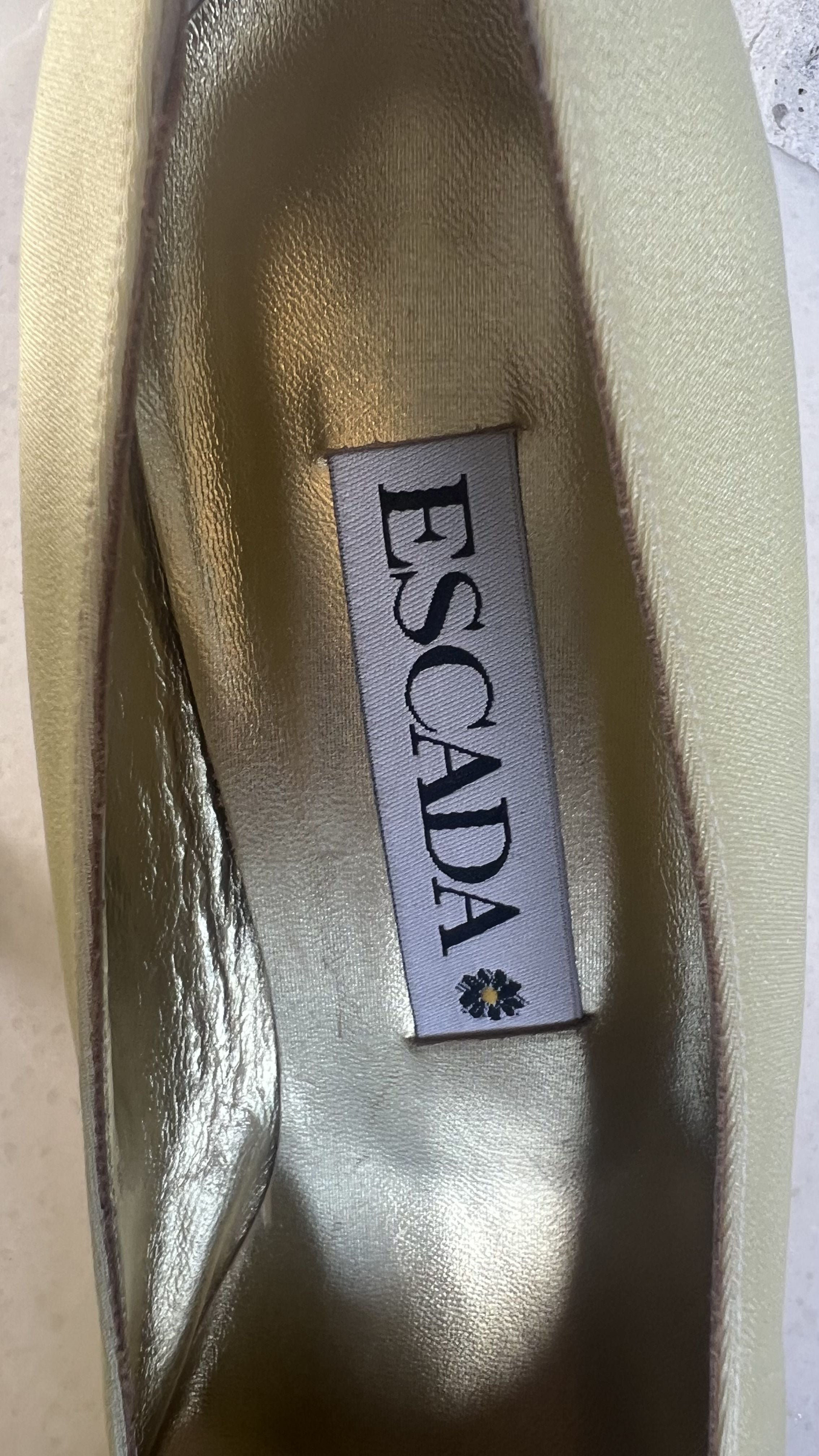 Escada Yellow Satin Pumps