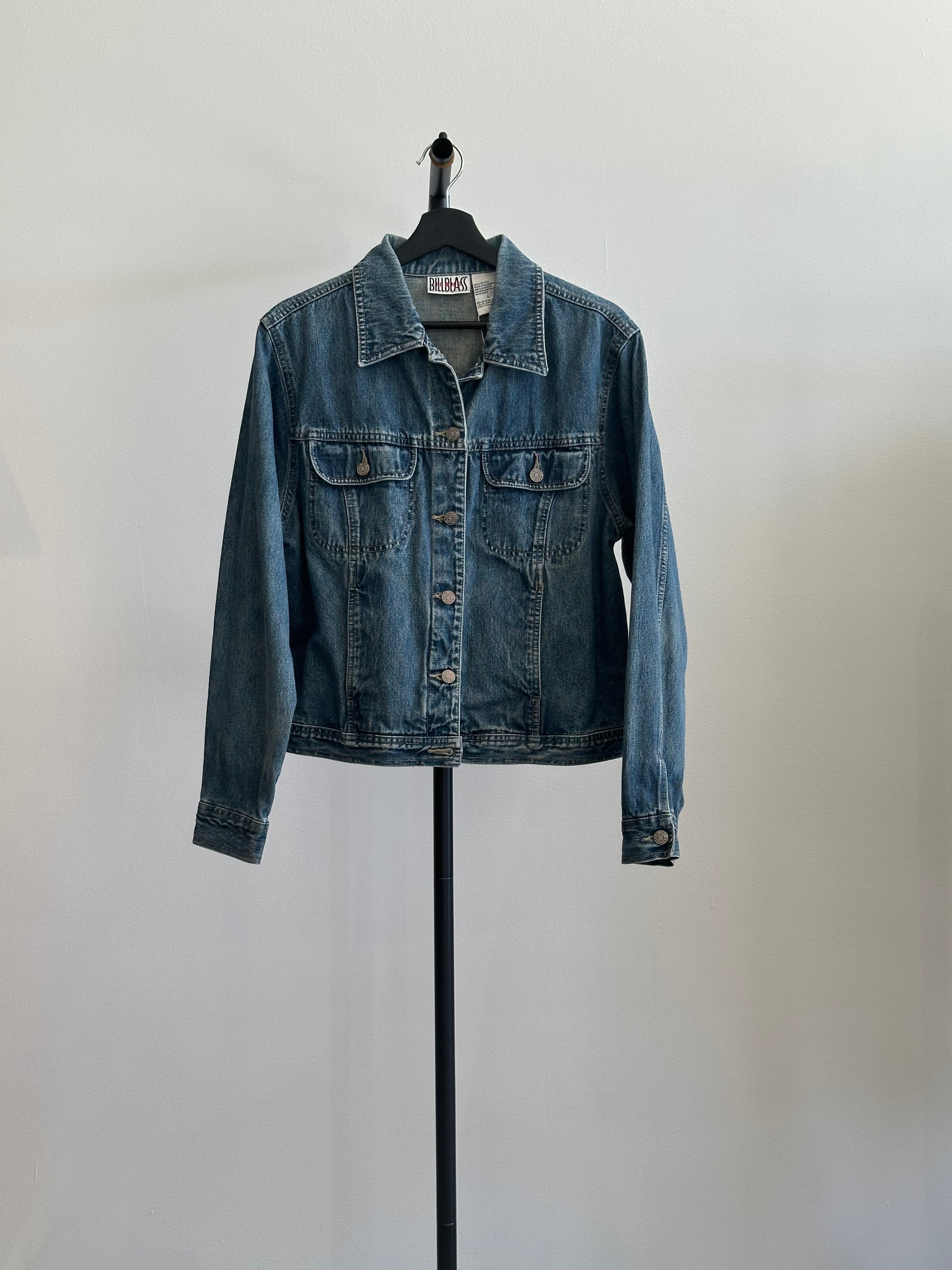 Vintage Distressed Bill Blass Denim Jacket, Sz L.