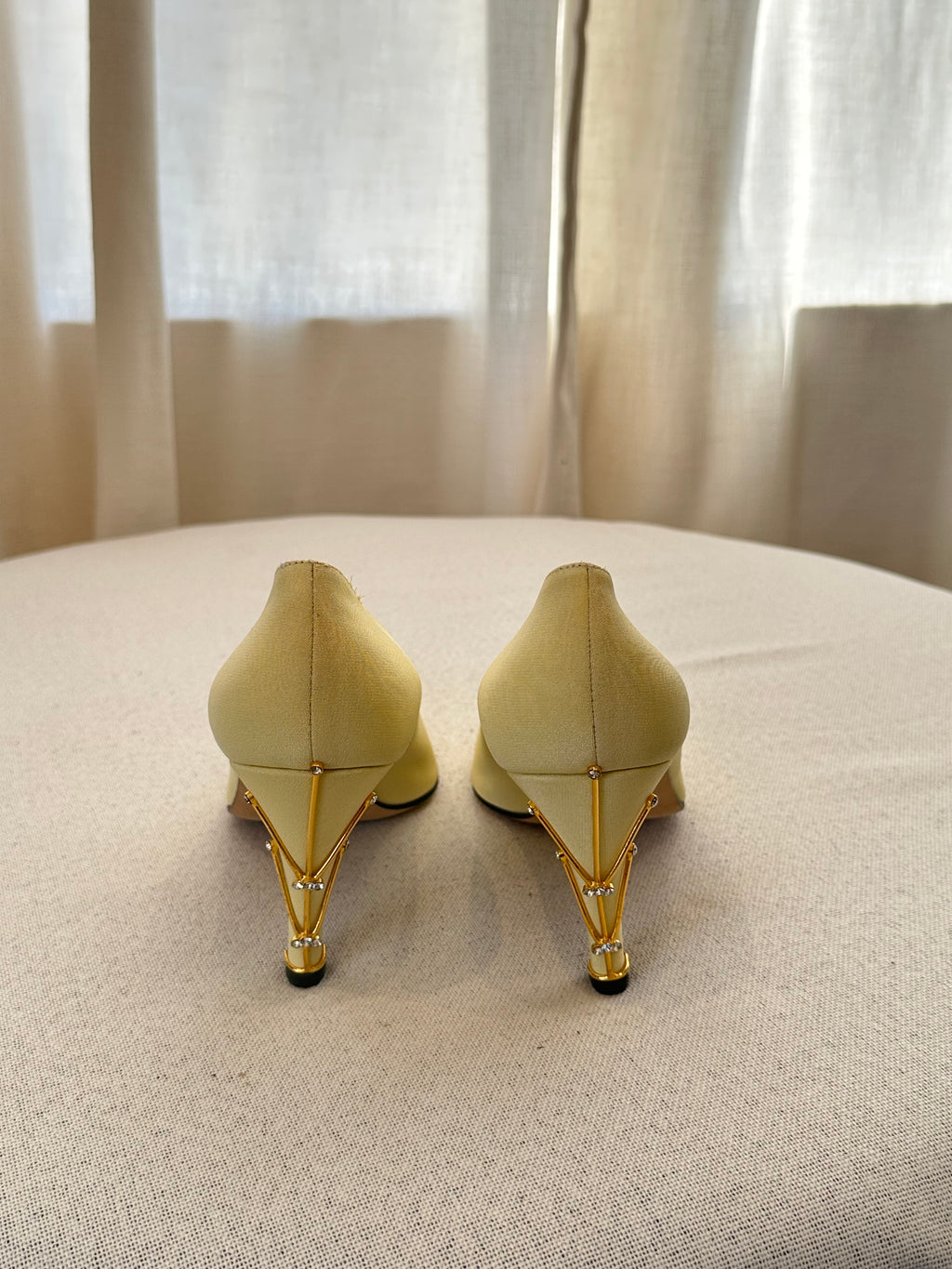 Escada Yellow Satin Pumps