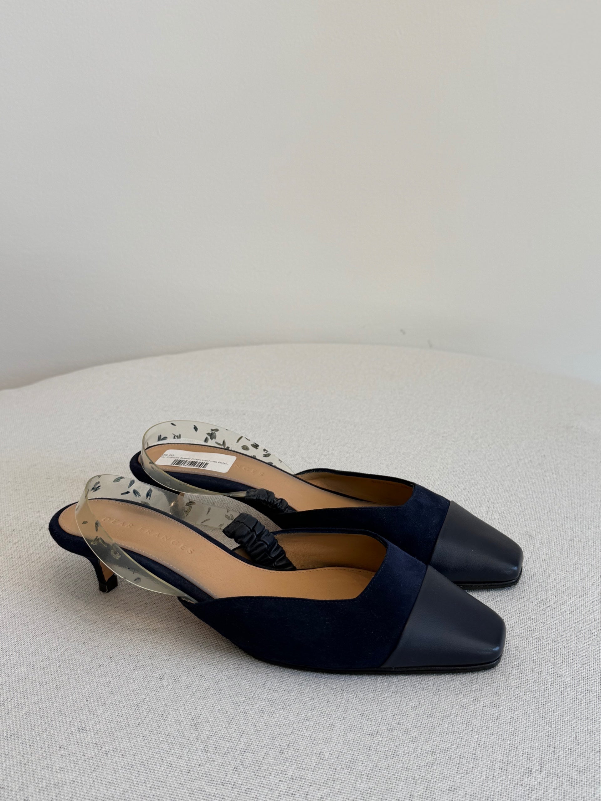 Dear Frances Suede Kitten Heel with Petal Strap