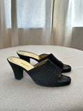 Bottega Veneta Black Satin Slides