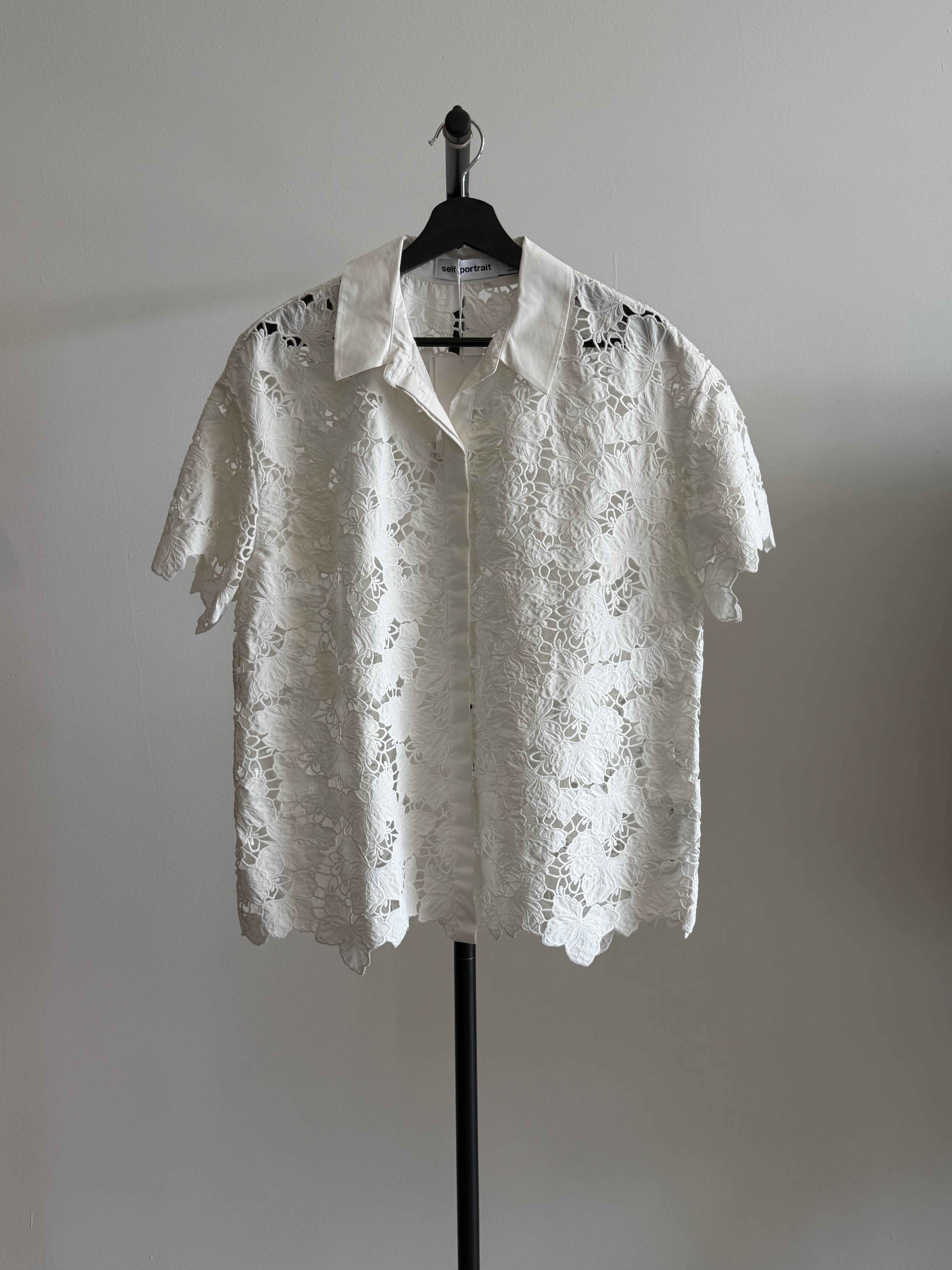 Self Portrait Short Sleeve White Top
