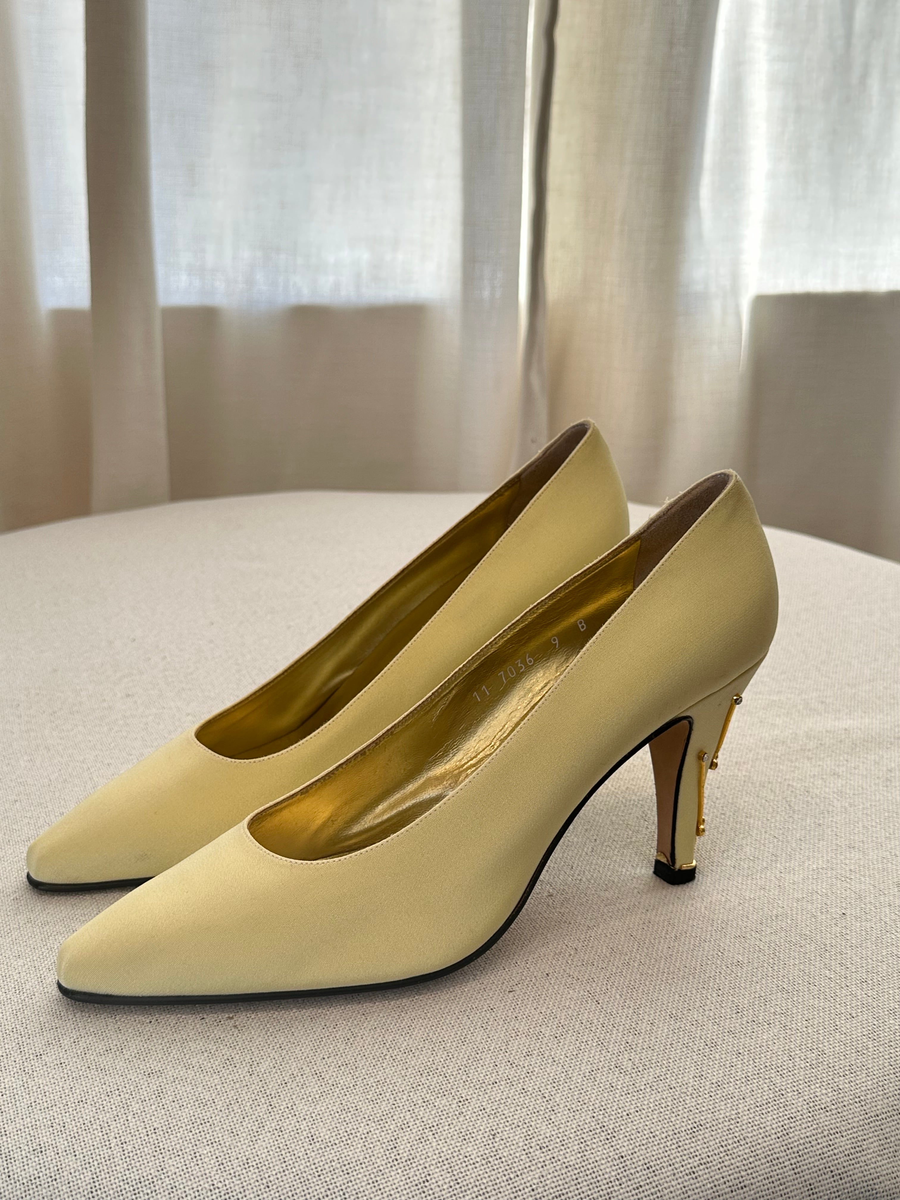 Escada Yellow Satin Pumps