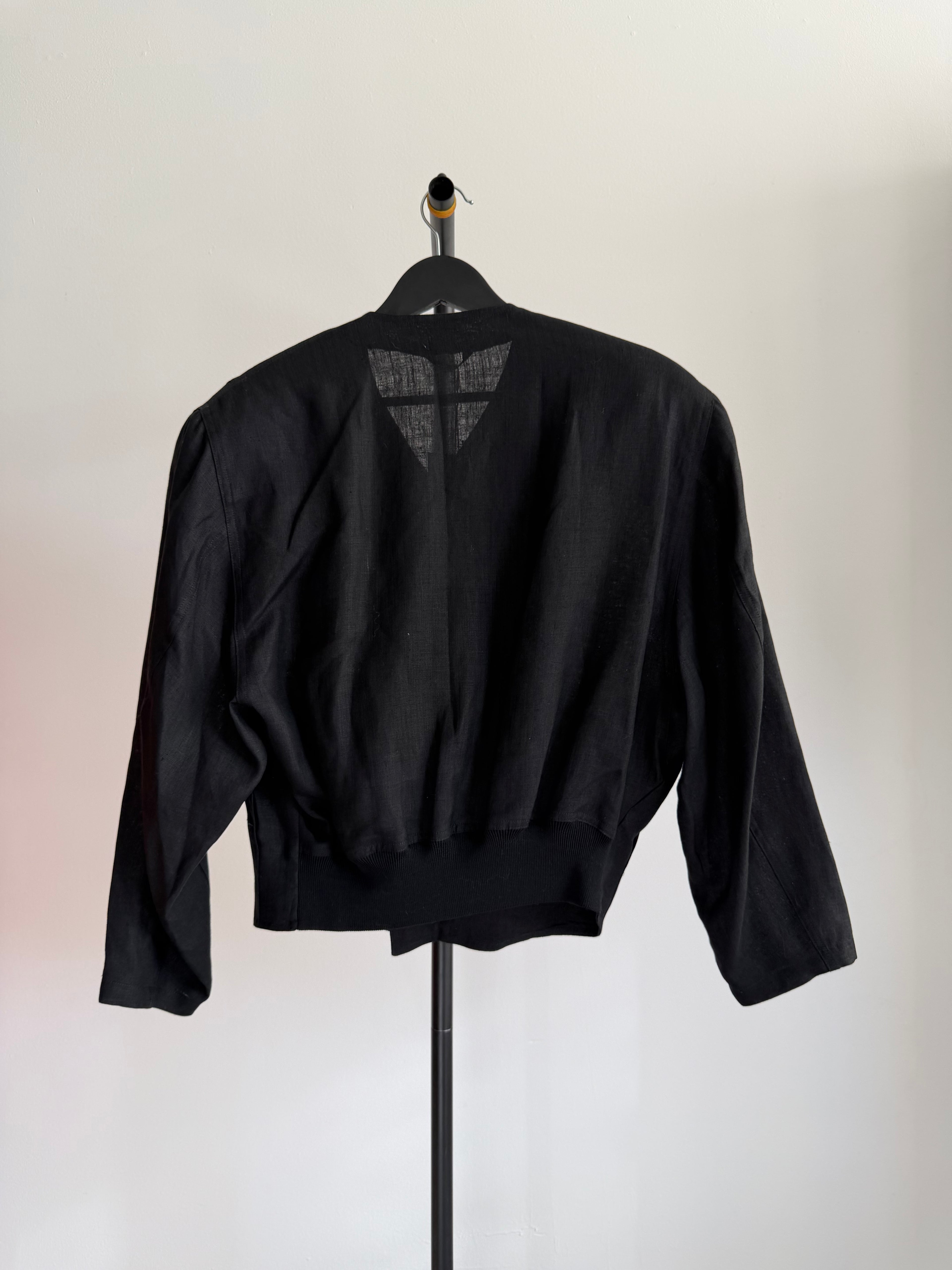 Vintage Vintage Linen Black Cropped Jacket by Bill Kaiserman