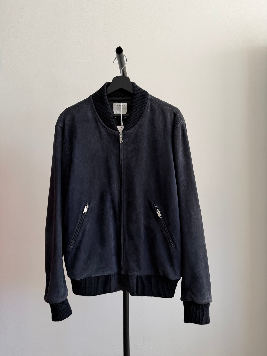 Sandro Suede Blue Bomber Jacket