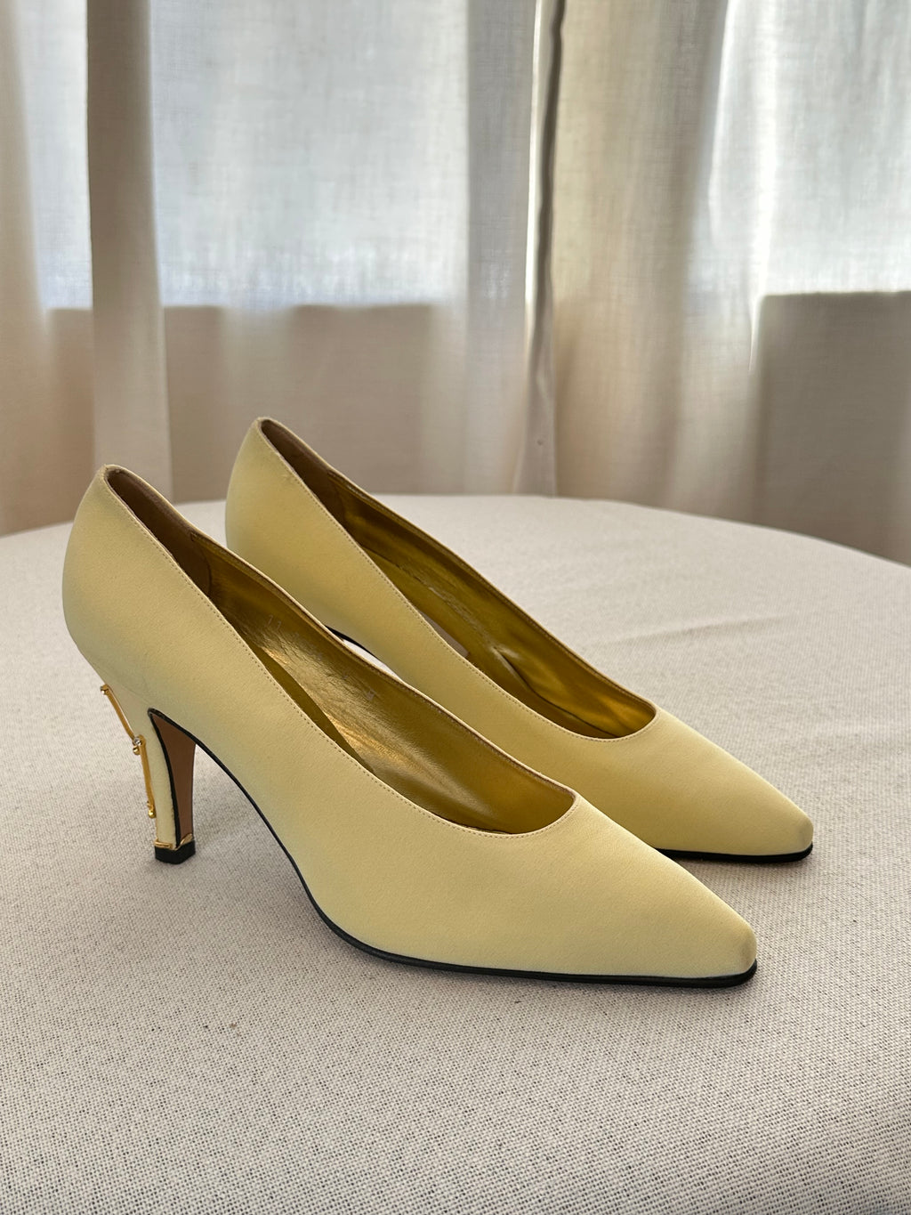 Escada Yellow Satin Pumps