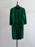 Vintage Green Linen Dress with Black Trim