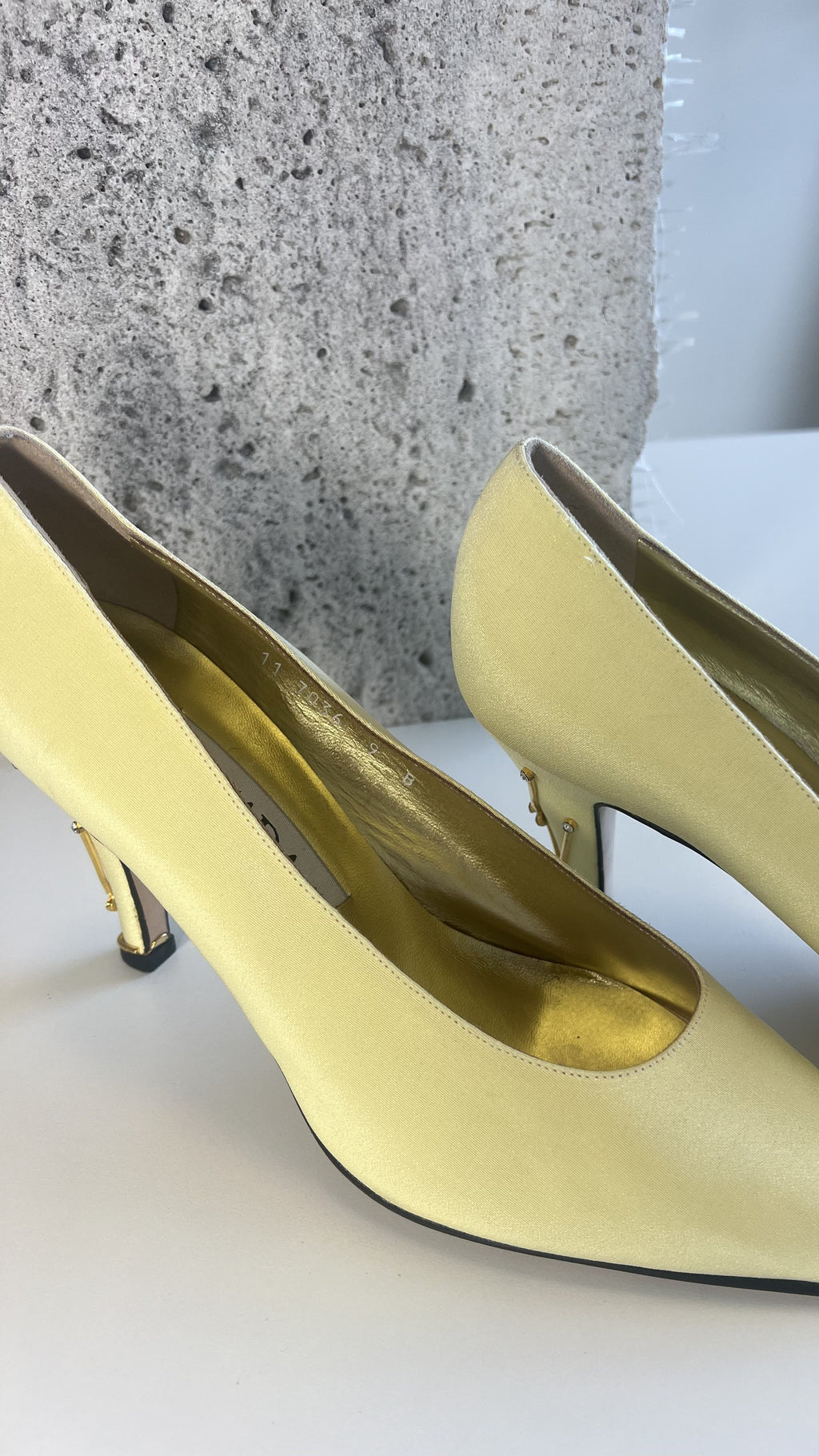 Escada Yellow Satin Pumps