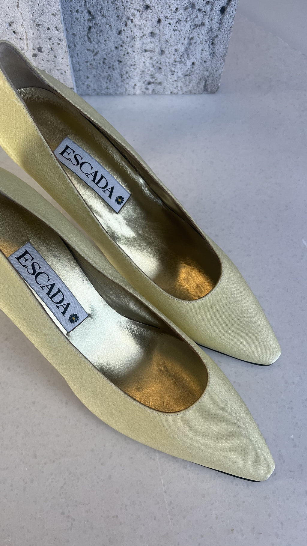 Escada Yellow Satin Pumps