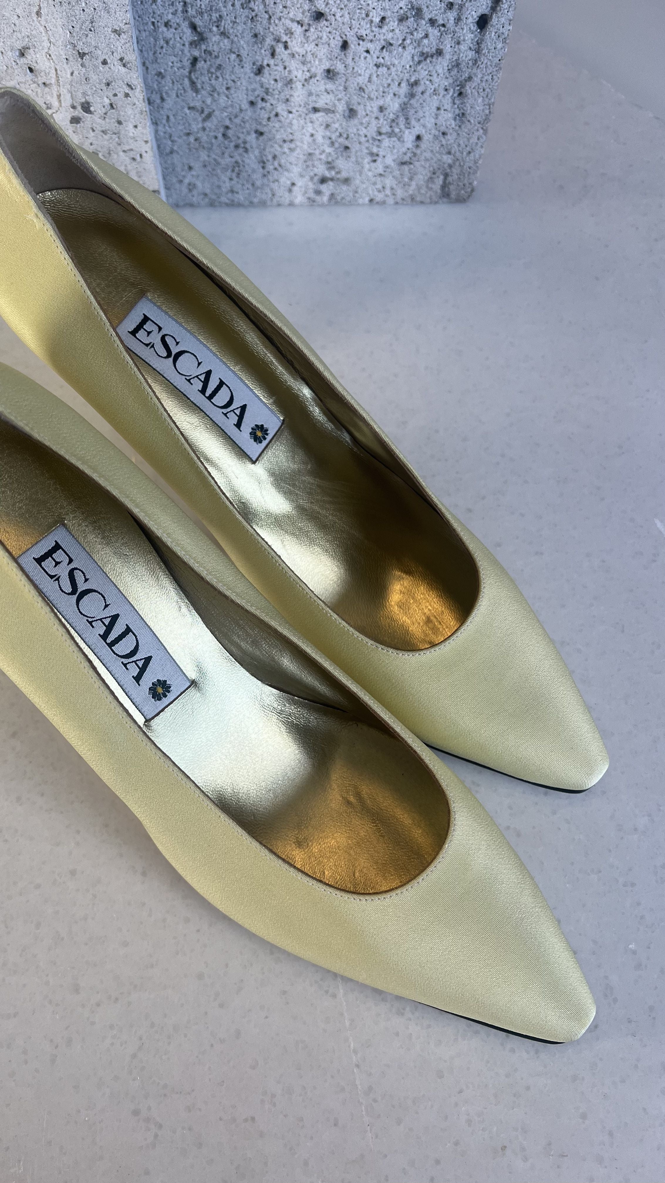 Escada Yellow Satin Pumps
