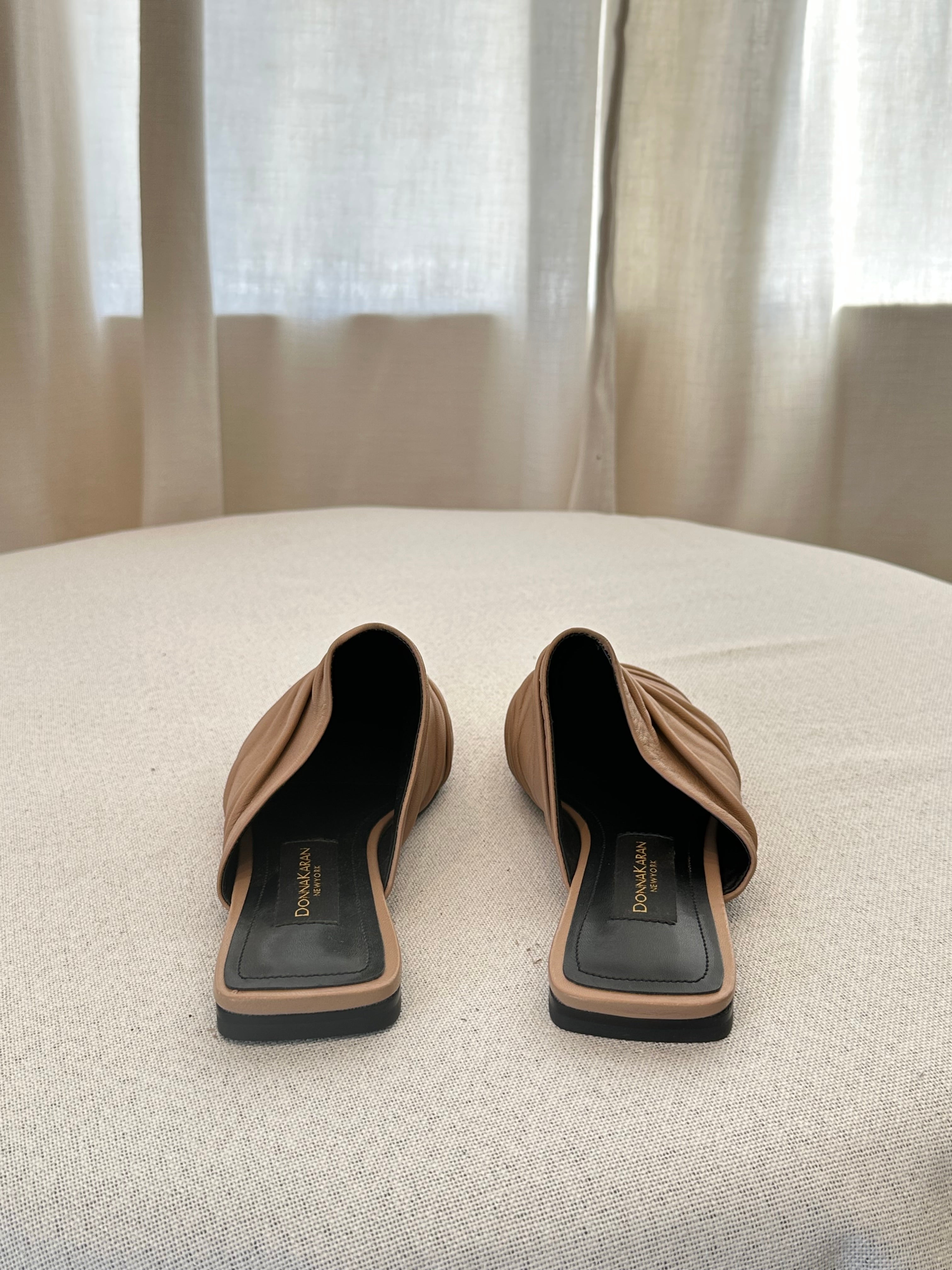 Donna Karan Leather Tan Mules