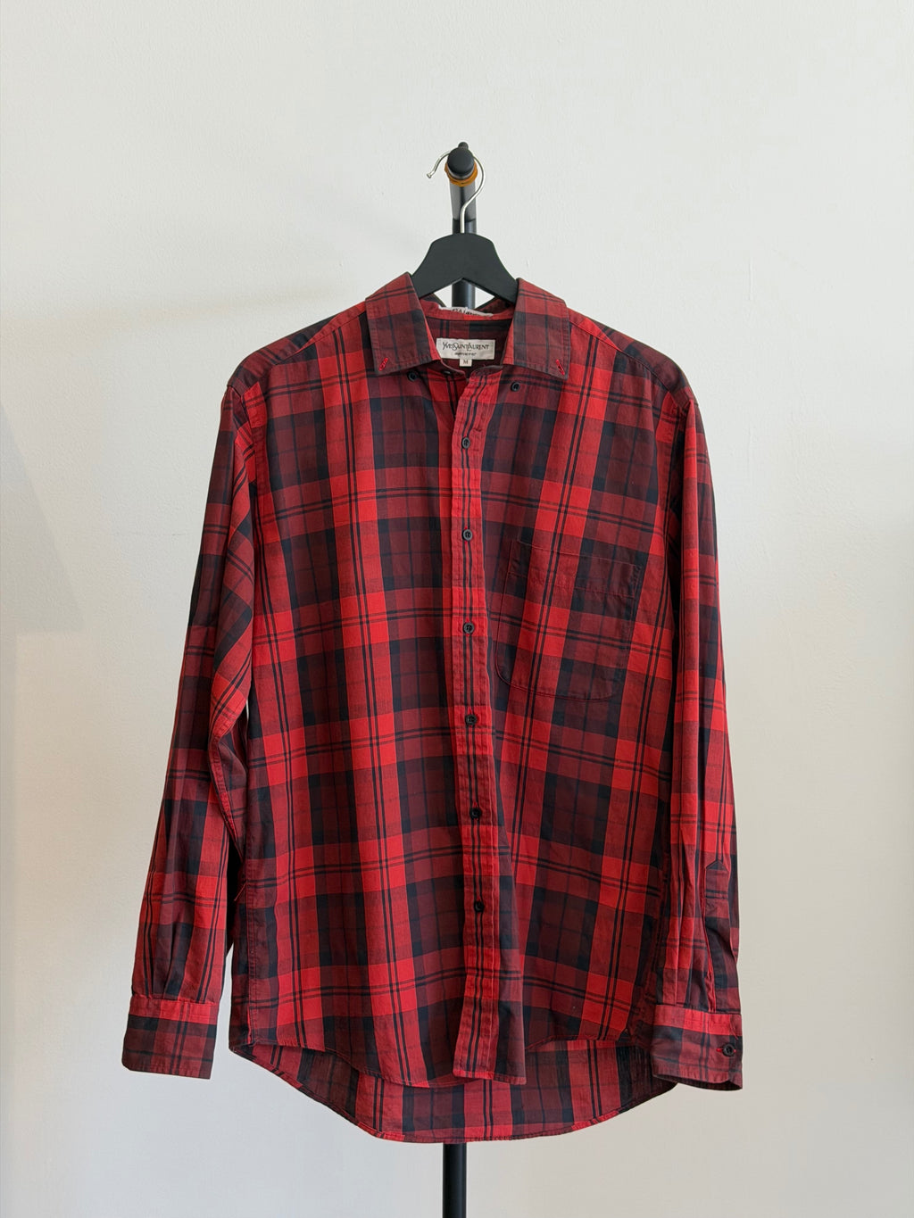 Yves Saint Laurent Mens Plaid Button Up