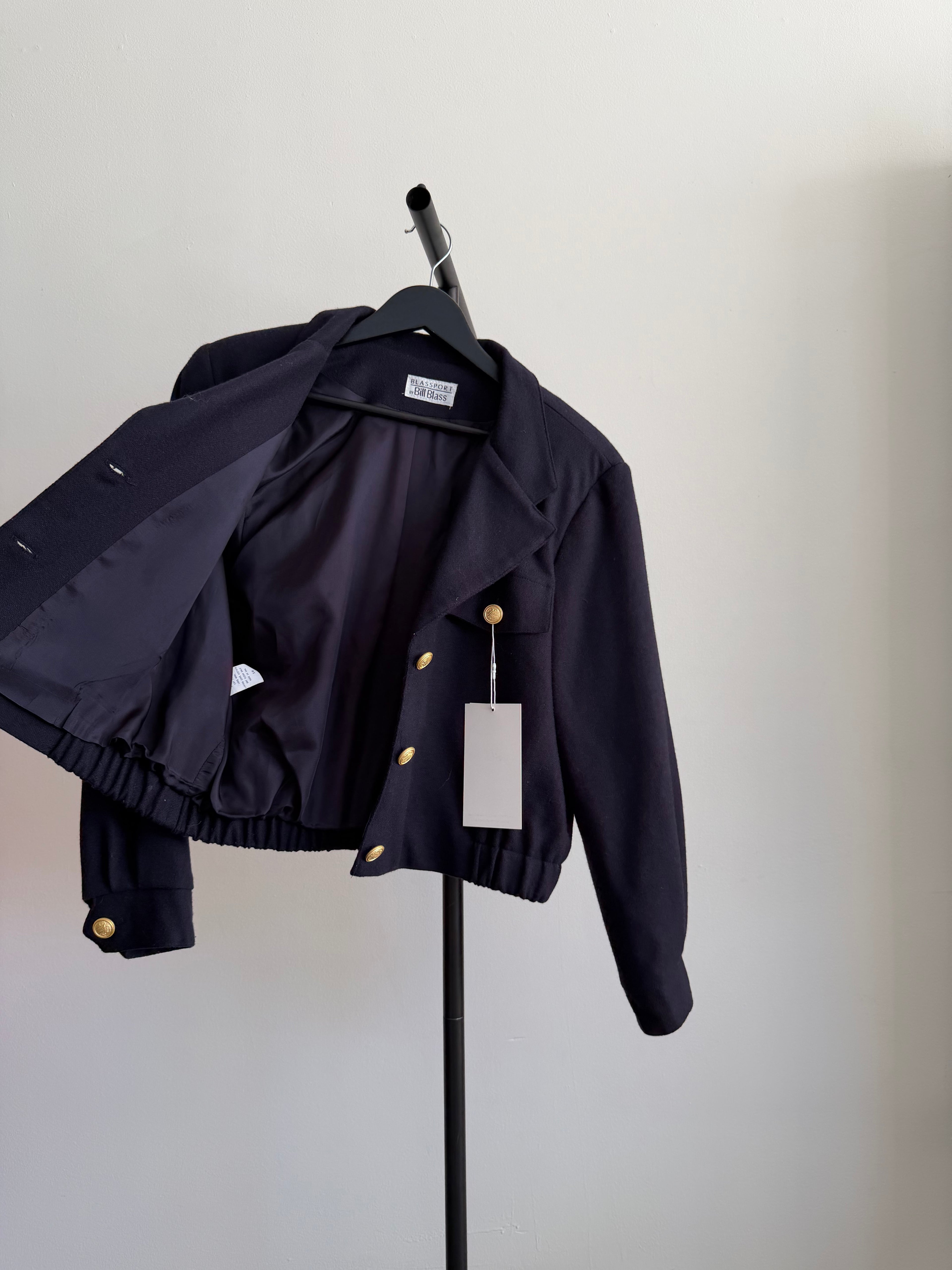 Vintage Bill Blass Navy Blue Bomber Jacket