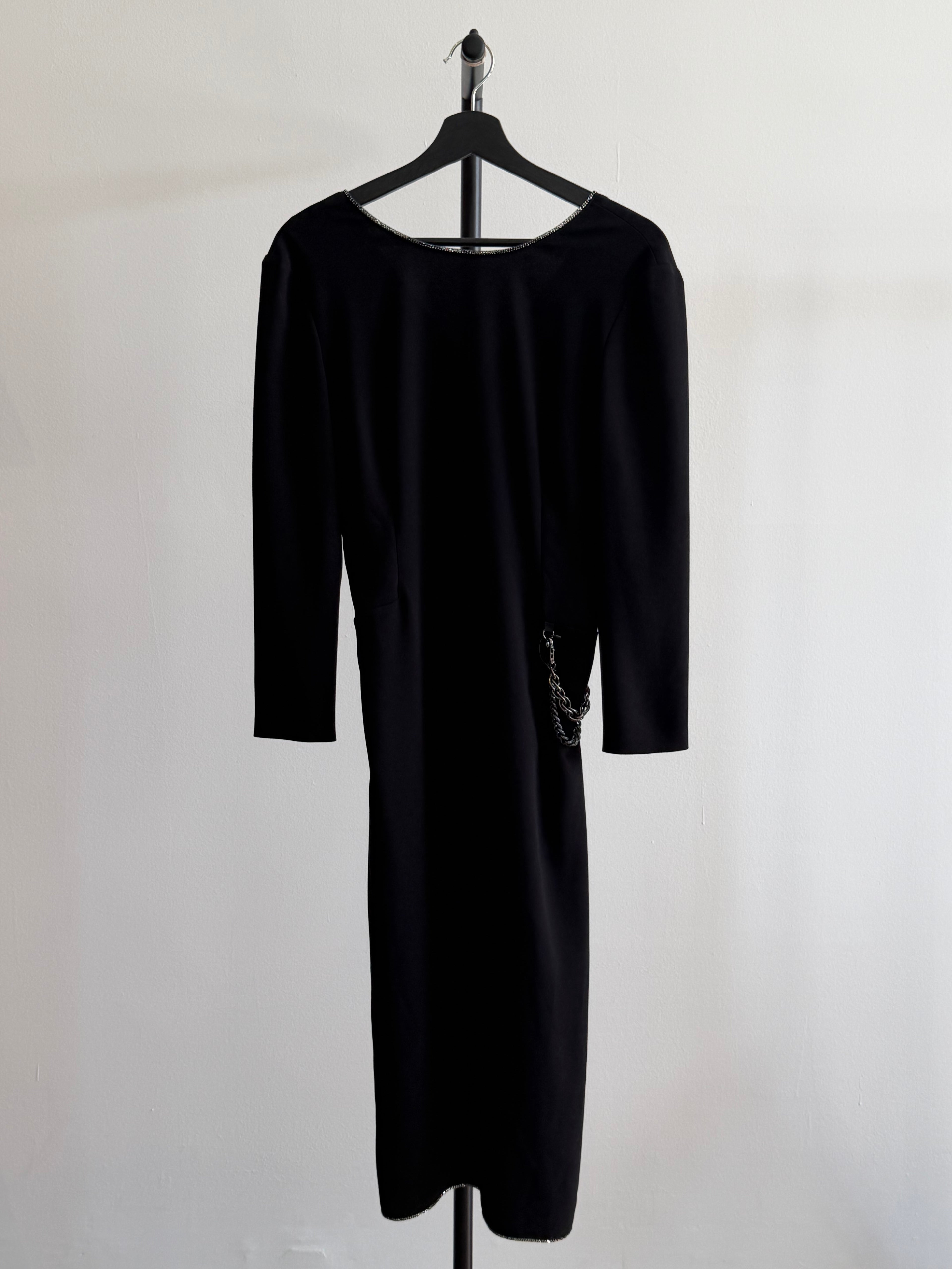 Moschino Boutique Black Dress with Chain Detail