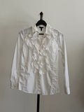 ESCADA White Ruffle Button Down