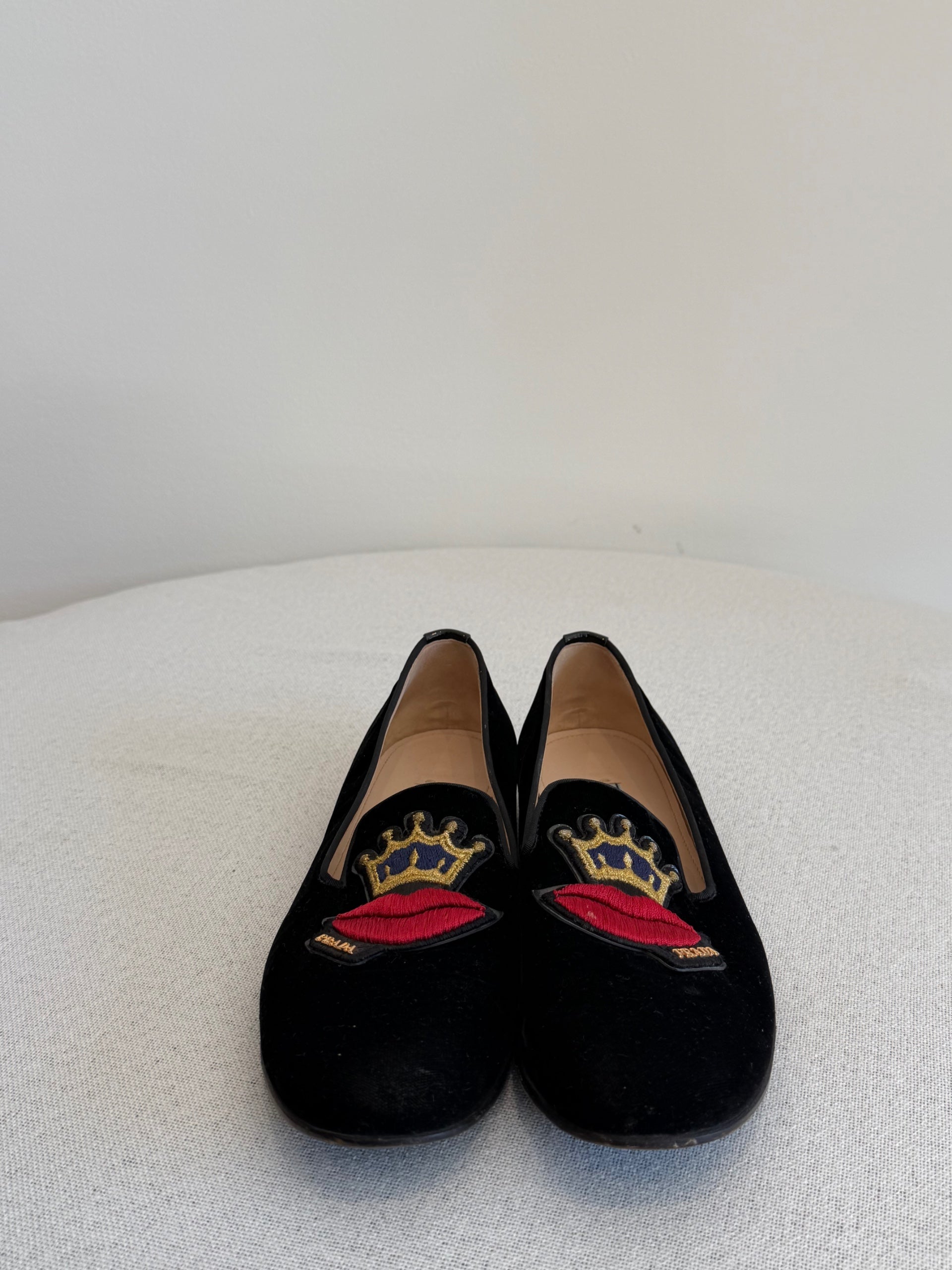Prada Black Velvet Loafers
