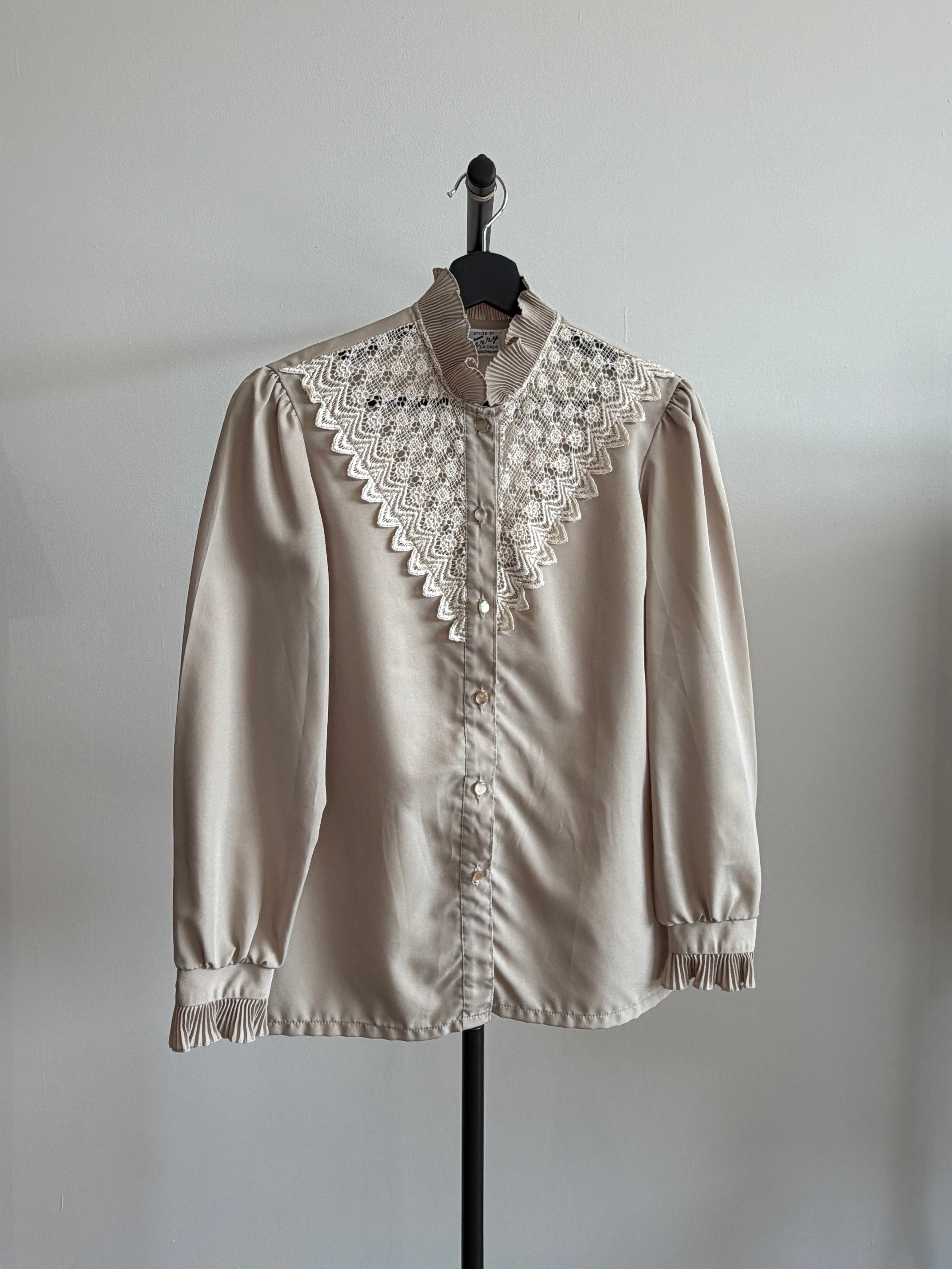 Terry Vintage Beige Lace Blouse