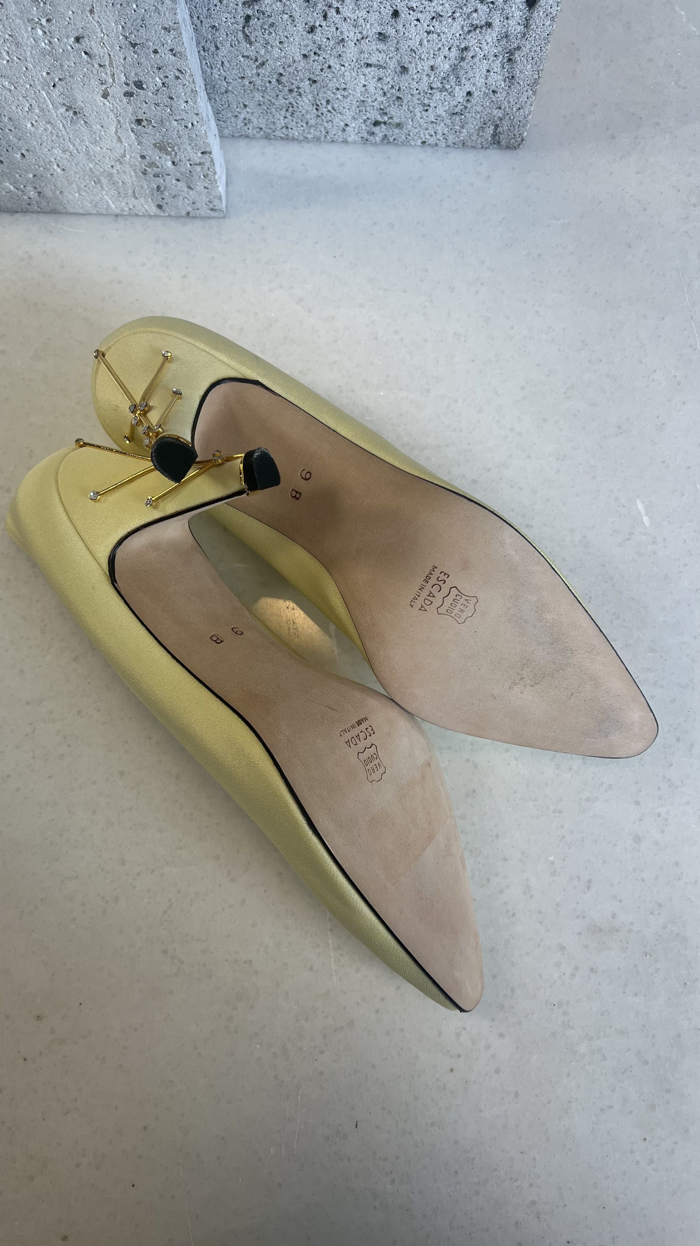 Escada Yellow Satin Pumps