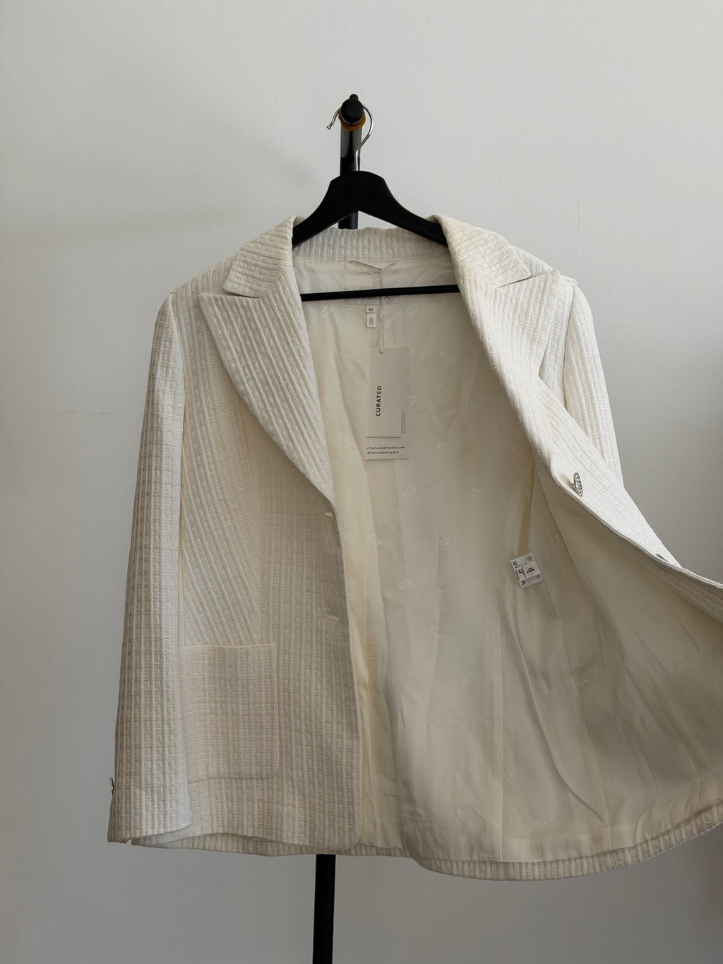 Escada White Textured Blazer