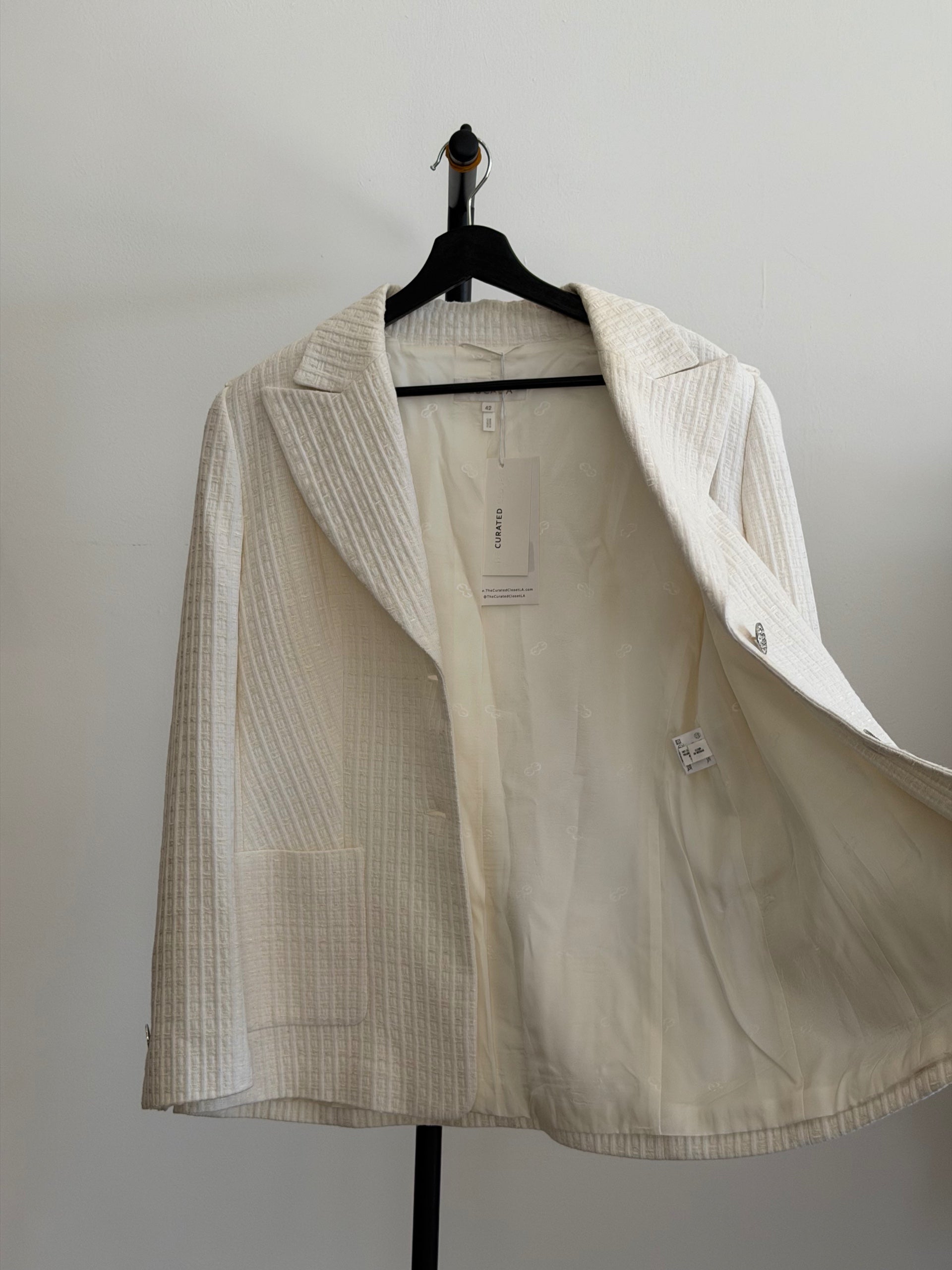 Escada White Textured Blazer