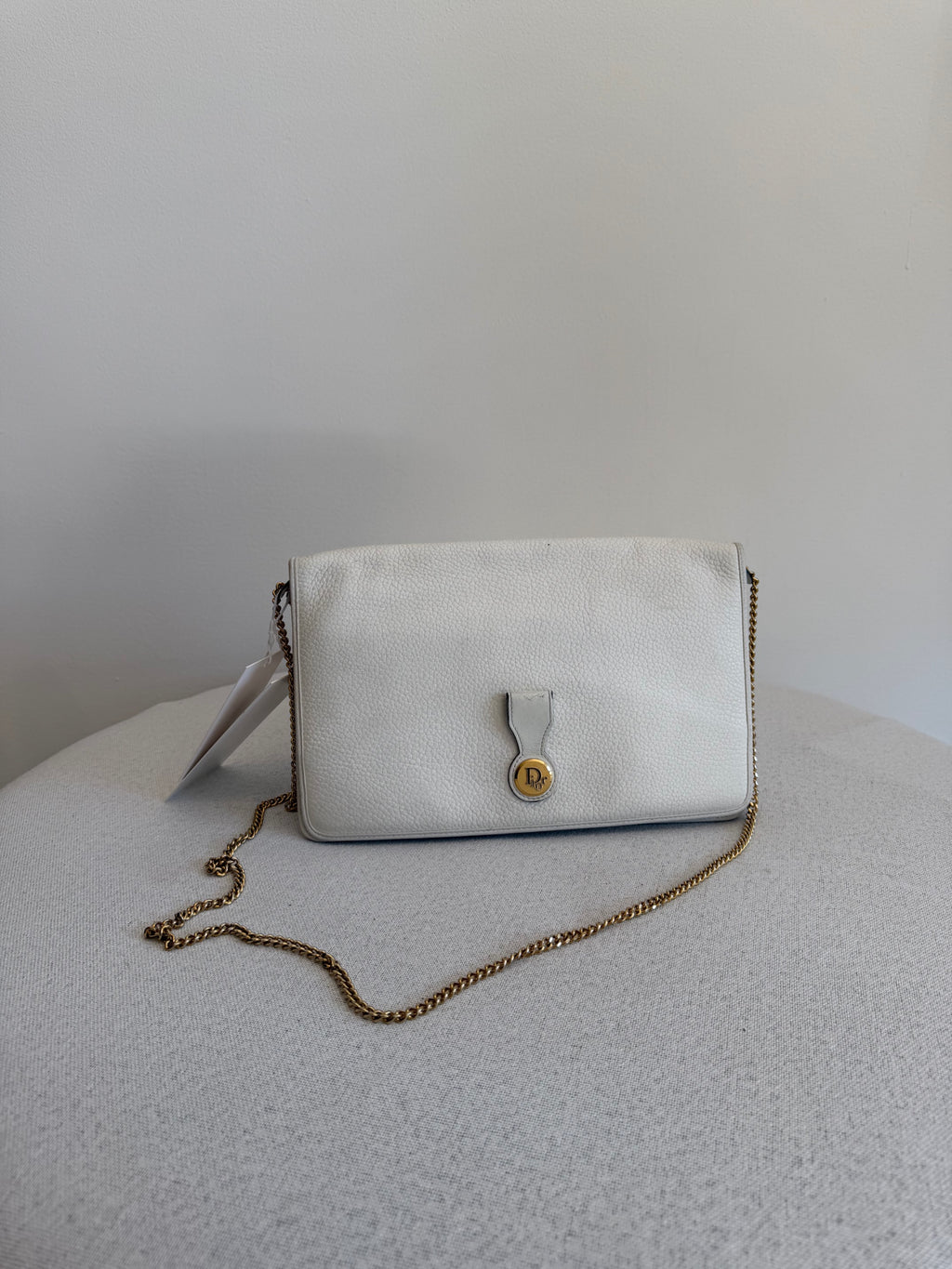 Dior White Foldover Clutch