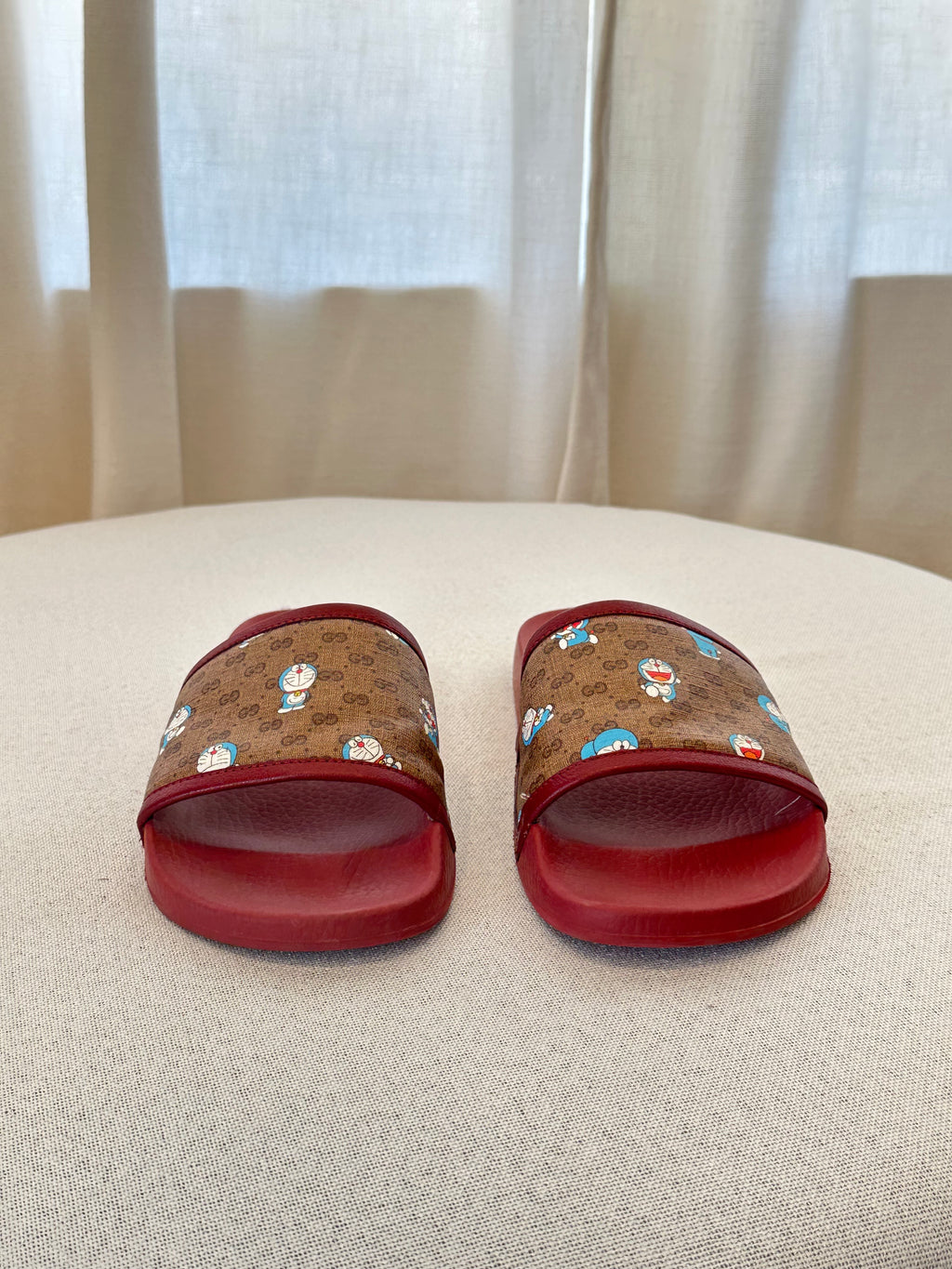 Gucci Burgandy Slip On Sandals
