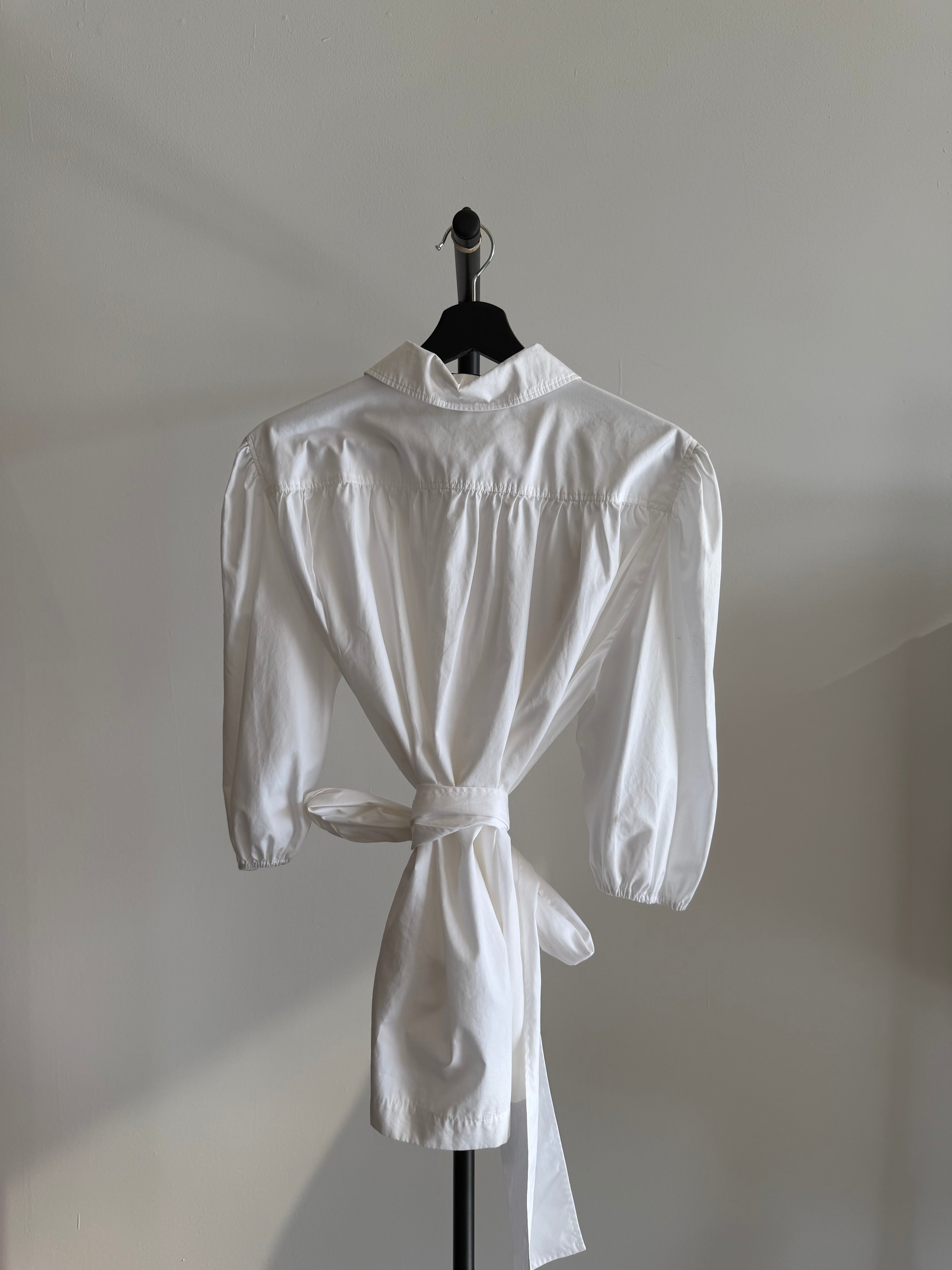 Escada Cotton Blouse with Neck Tie Detail