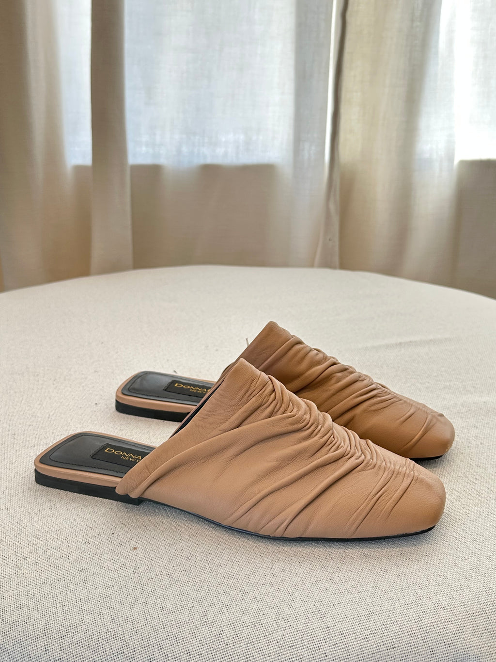 Donna Karan Leather Tan Mules