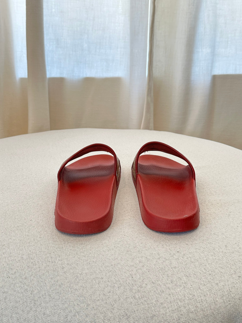 Gucci Burgandy Slip On Sandals