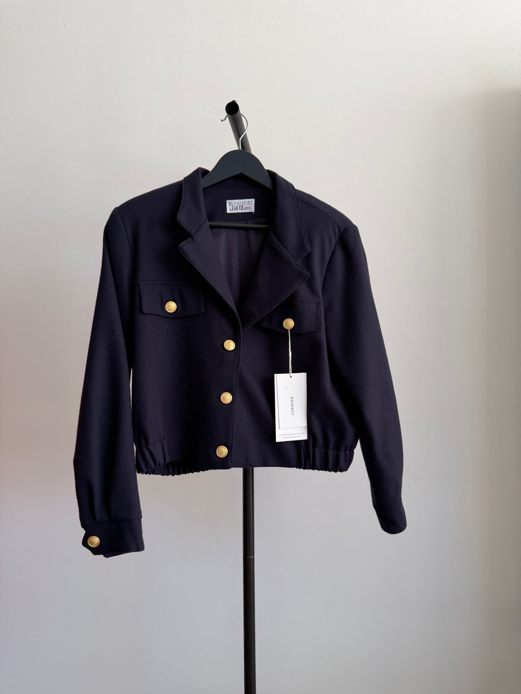 Vintage Bill Blass Navy Blue Bomber Jacket