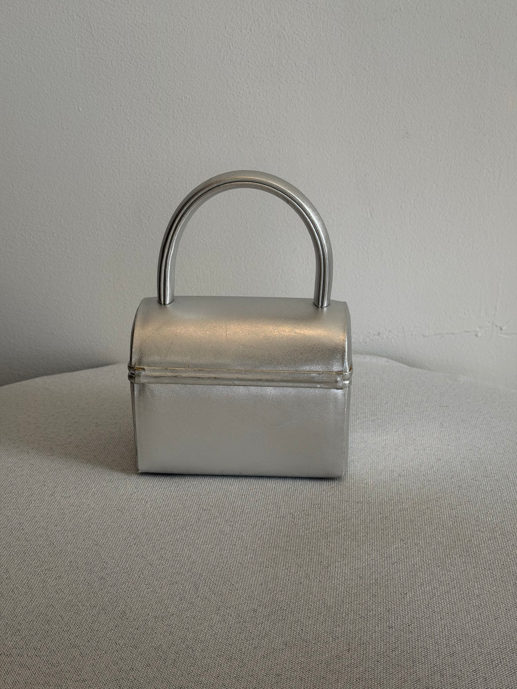 Escada Silver Metallic Mini Box Purse