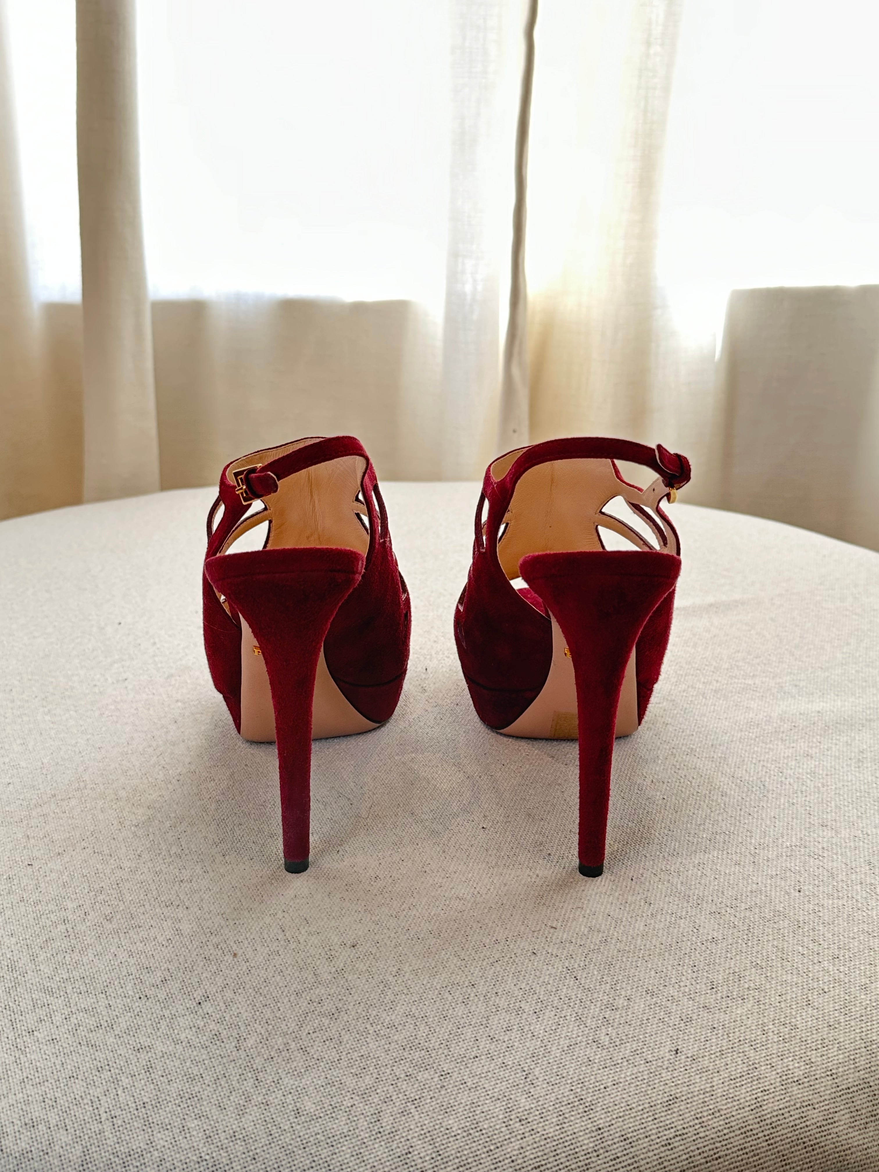 Prada Burgandy Sandal Heels