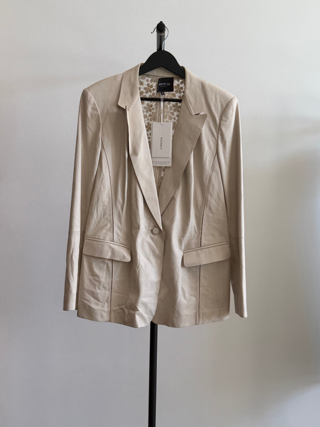 Lafayette 148 Leather Blazer Neutral color