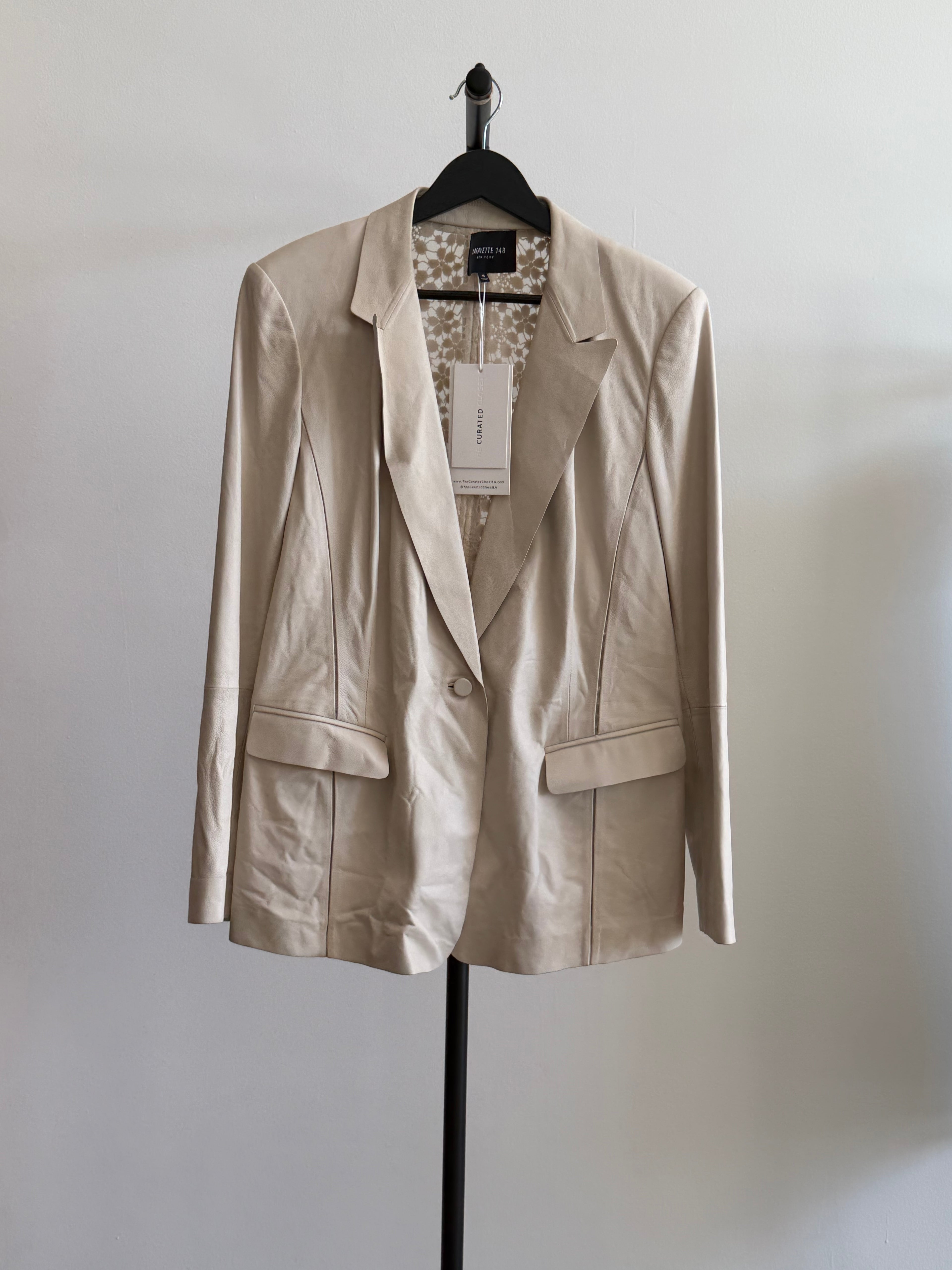 Lafayette 148 Leather Blazer Neutral color