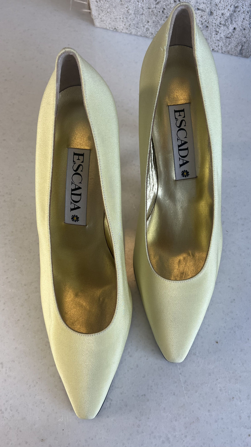 Escada Yellow Satin Pumps