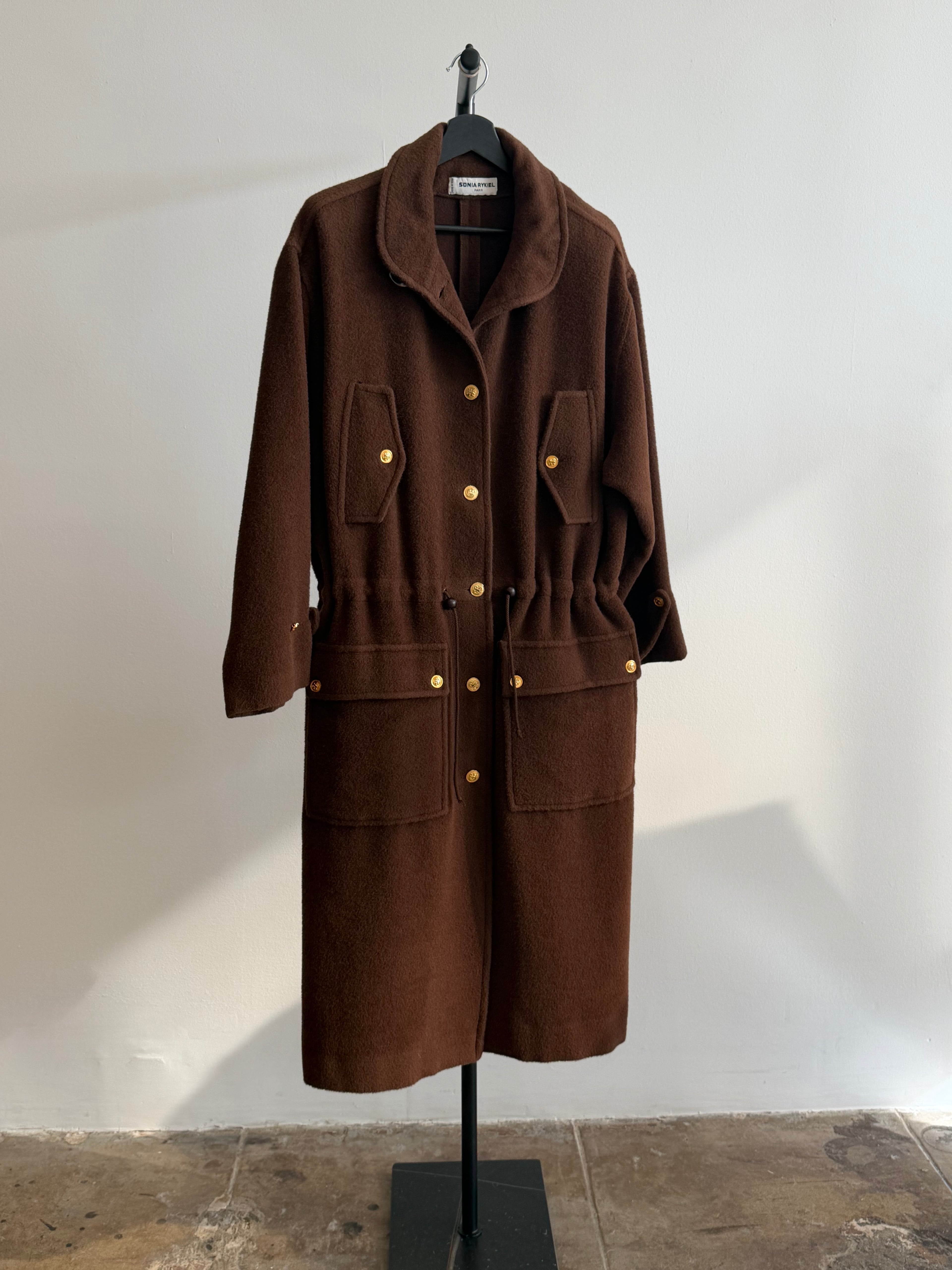 Sonia Rykiel Long Brown Teddy Coat